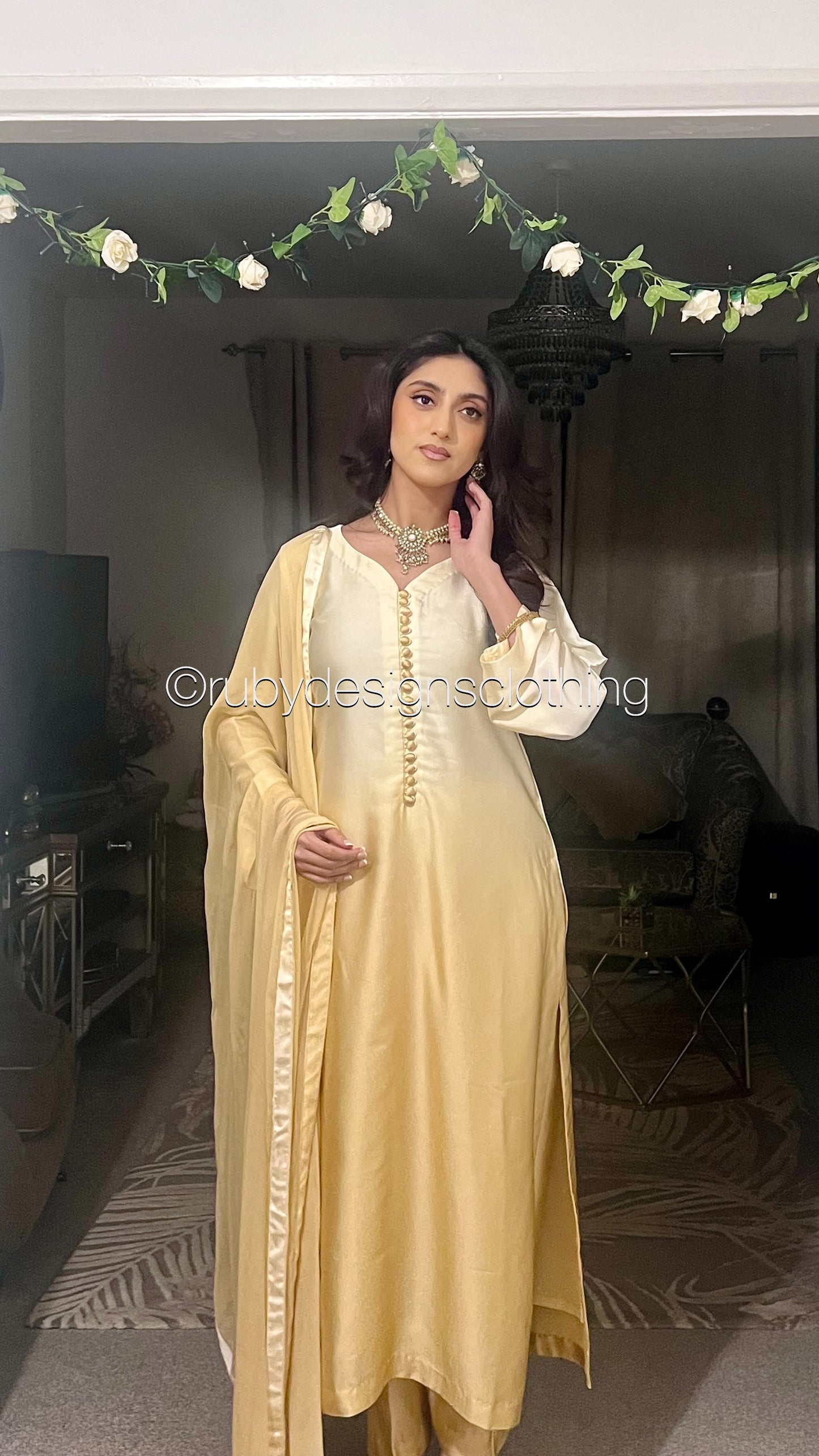 RAYNA Gold - 3 Piece Silk Suit with Handwork