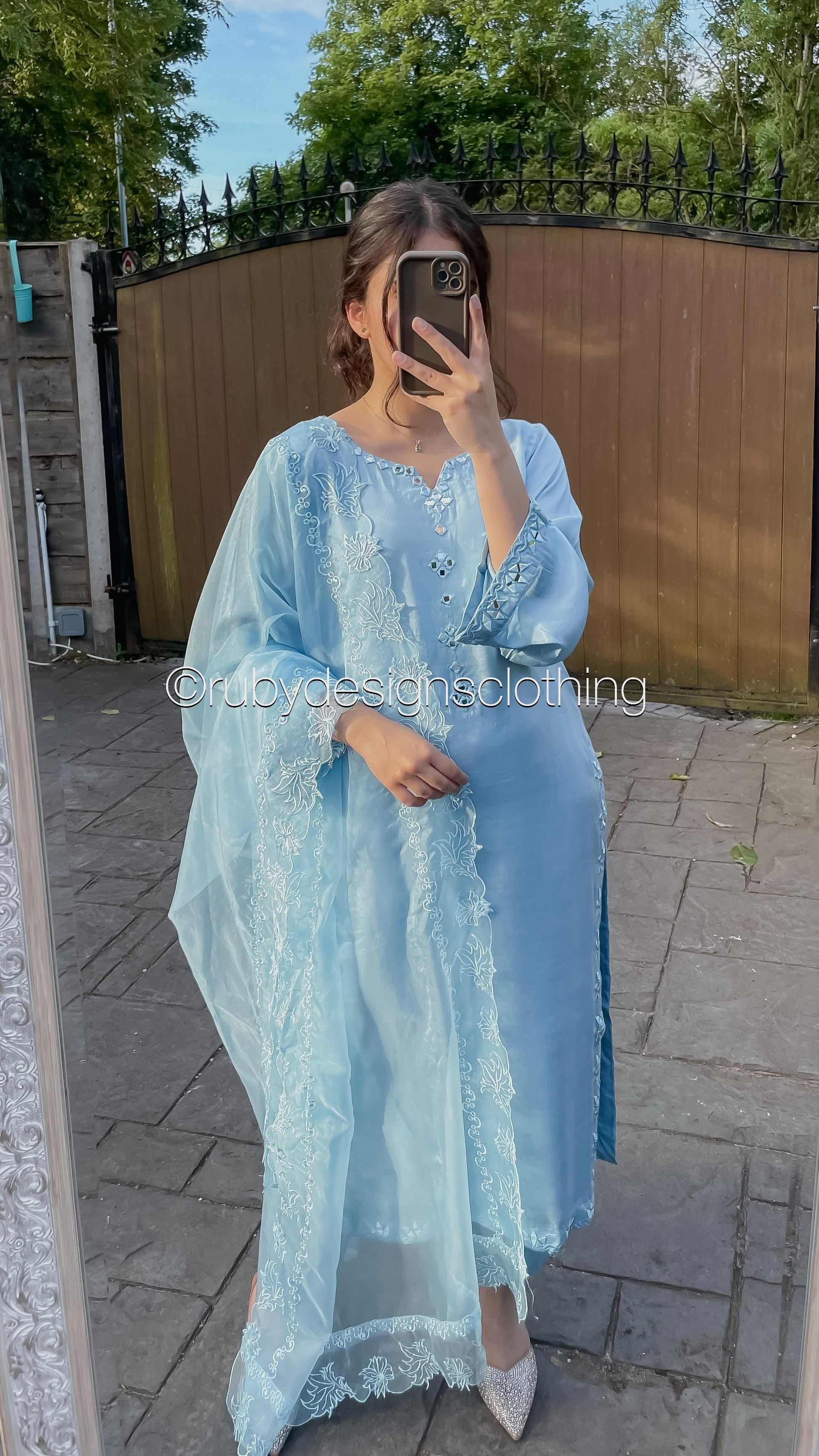 ALIZEY Sky - 3 Piece Sky Blue Silk Suit with Organza Dupatta (8559581757653)