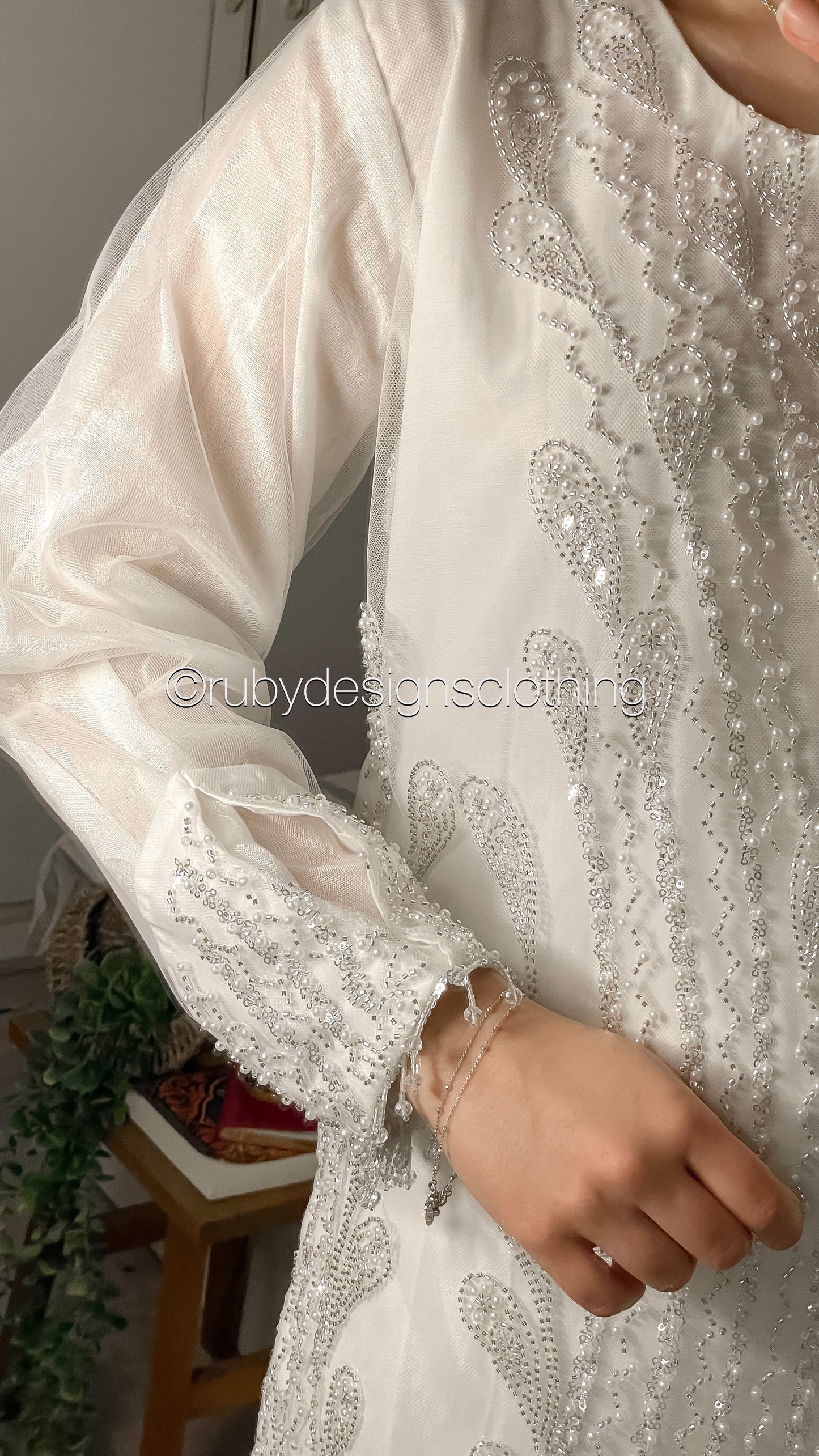 SHIREEN - 3 Piece White Net Suit with Pearl Detailing (8354934227157)