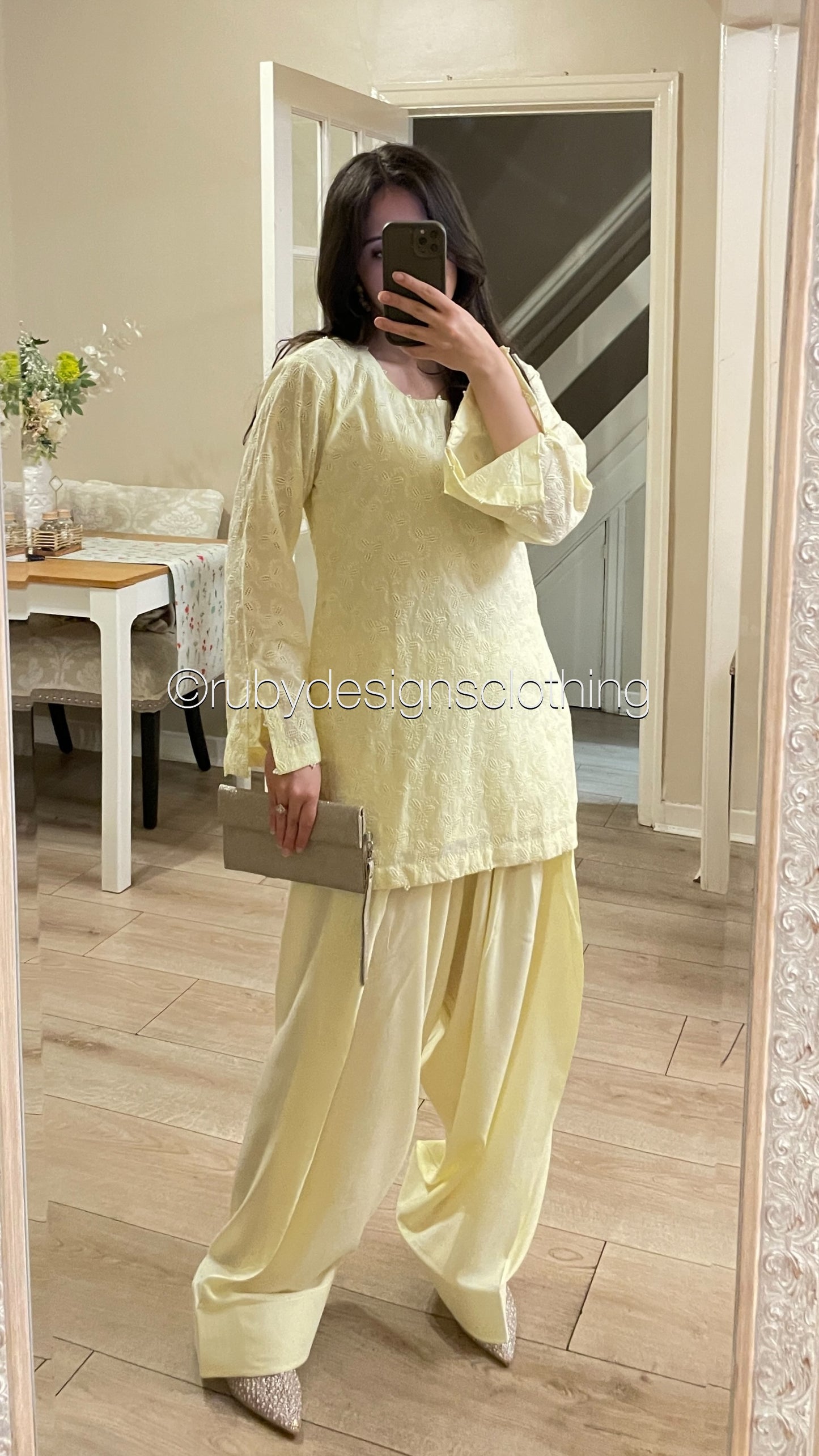 Butter Yellow - 3 Piece Chikankari Suit with Farshi Shalwar