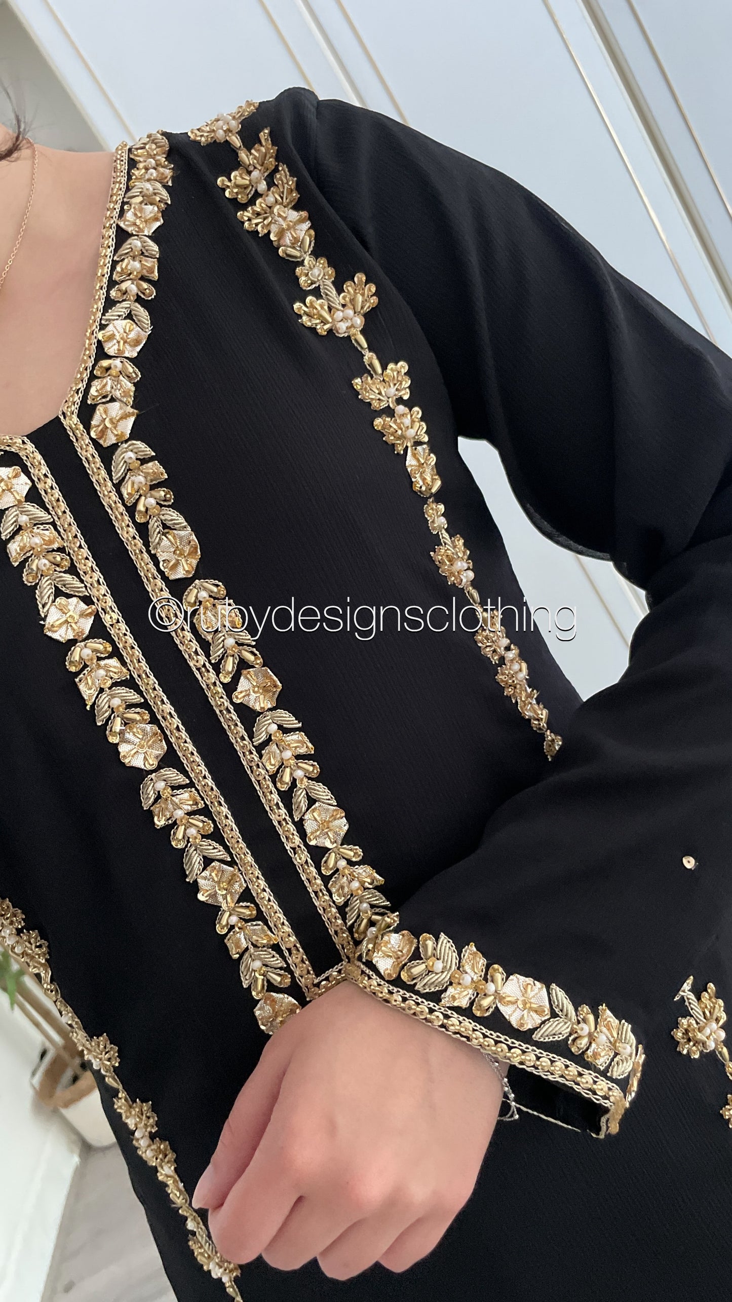 SADAF Black - 3 Piece Black Chiffon Suit with Gota Work (8532769276117)