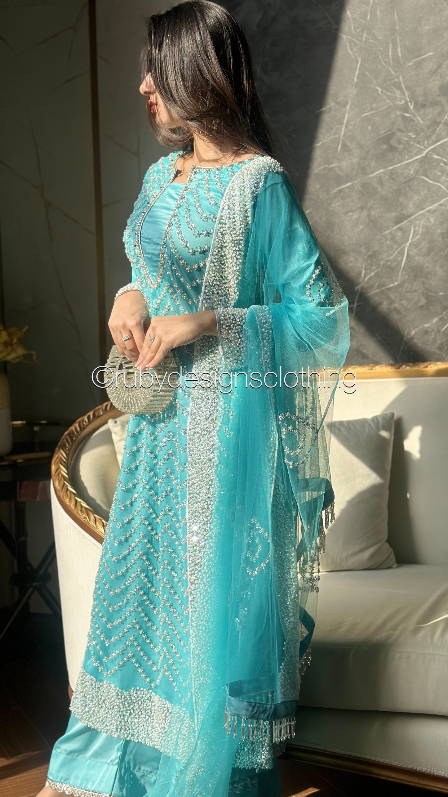 IZMA Ice - 3 Piece Net Suit with Wide Leg Trousers