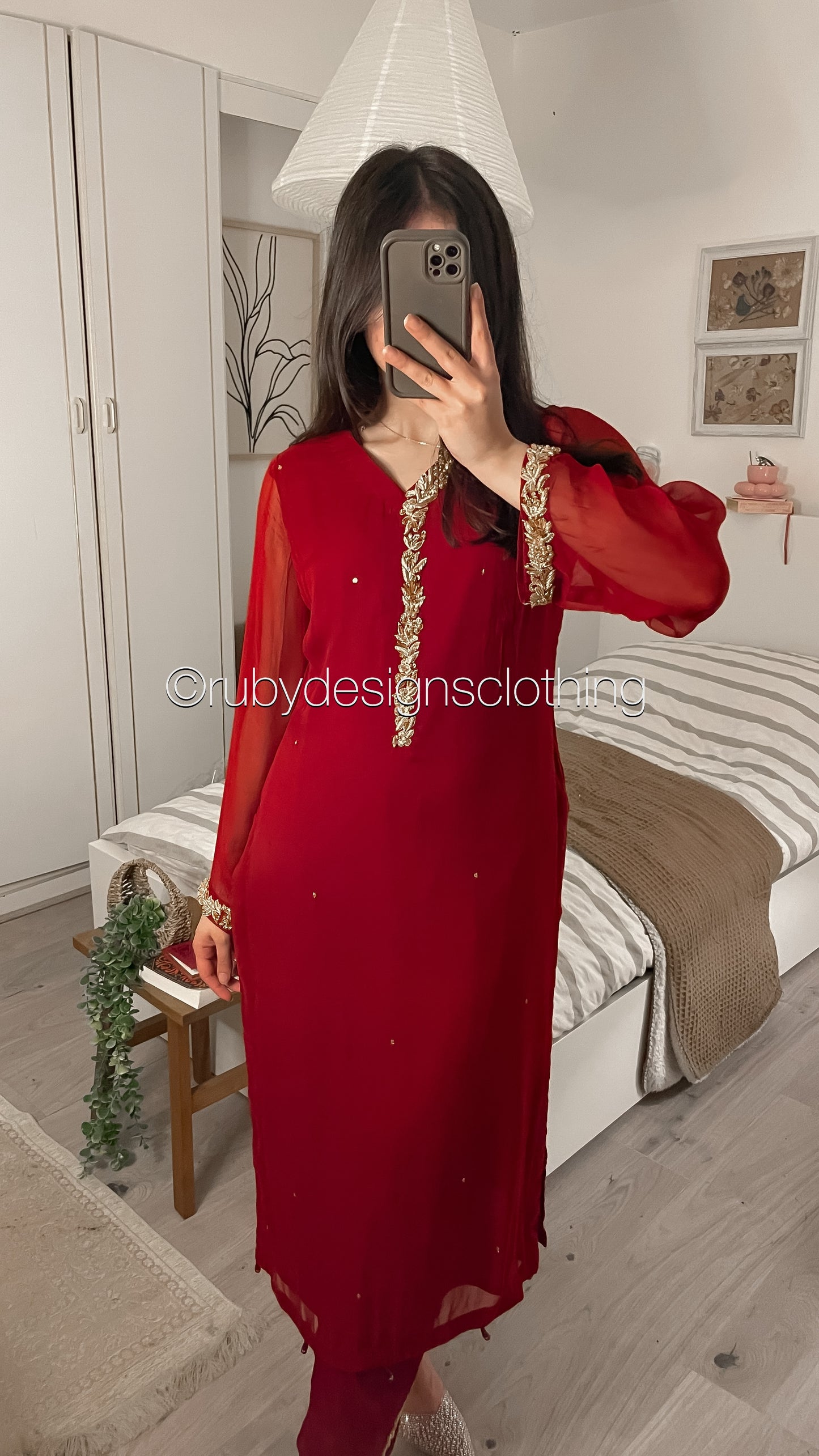 HIRA Ruby - 3 Piece Ruby Chiffon Suit with Chiffon Dupatta (8380346007765)