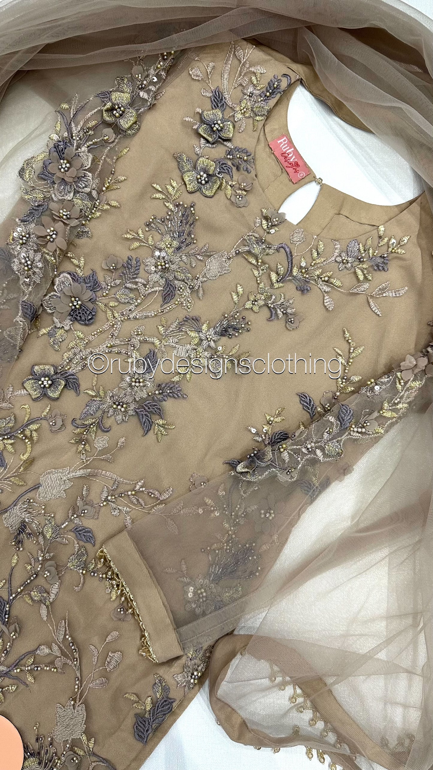NABA - 3 Piece Latte Net Suit with 3D Detailing (8354935242965)