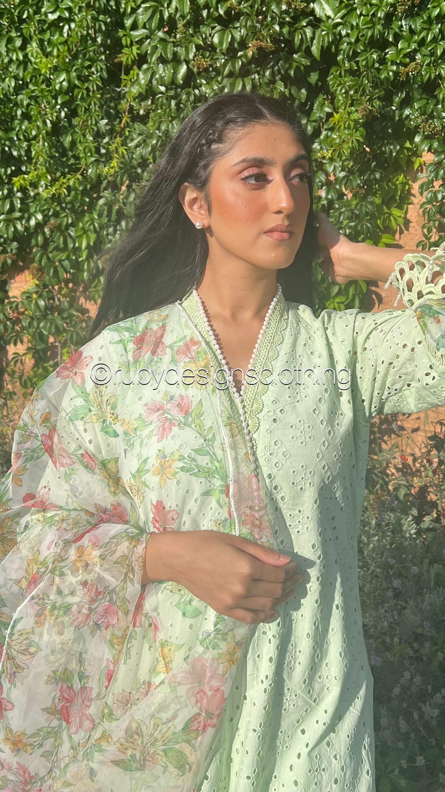 ZOHA - 3 Piece Mint Chikankari Suit with Organza Dupatta (8313783320789)