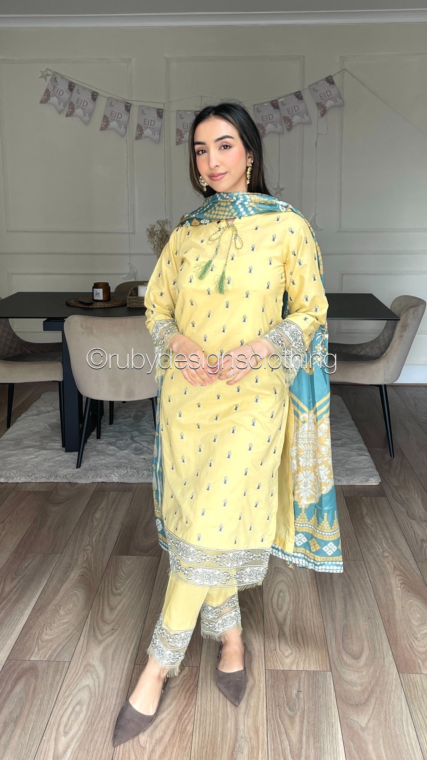 MANAL - 3 Piece Yellow Lawn Suit with Silk Dupatta (8583539392725)