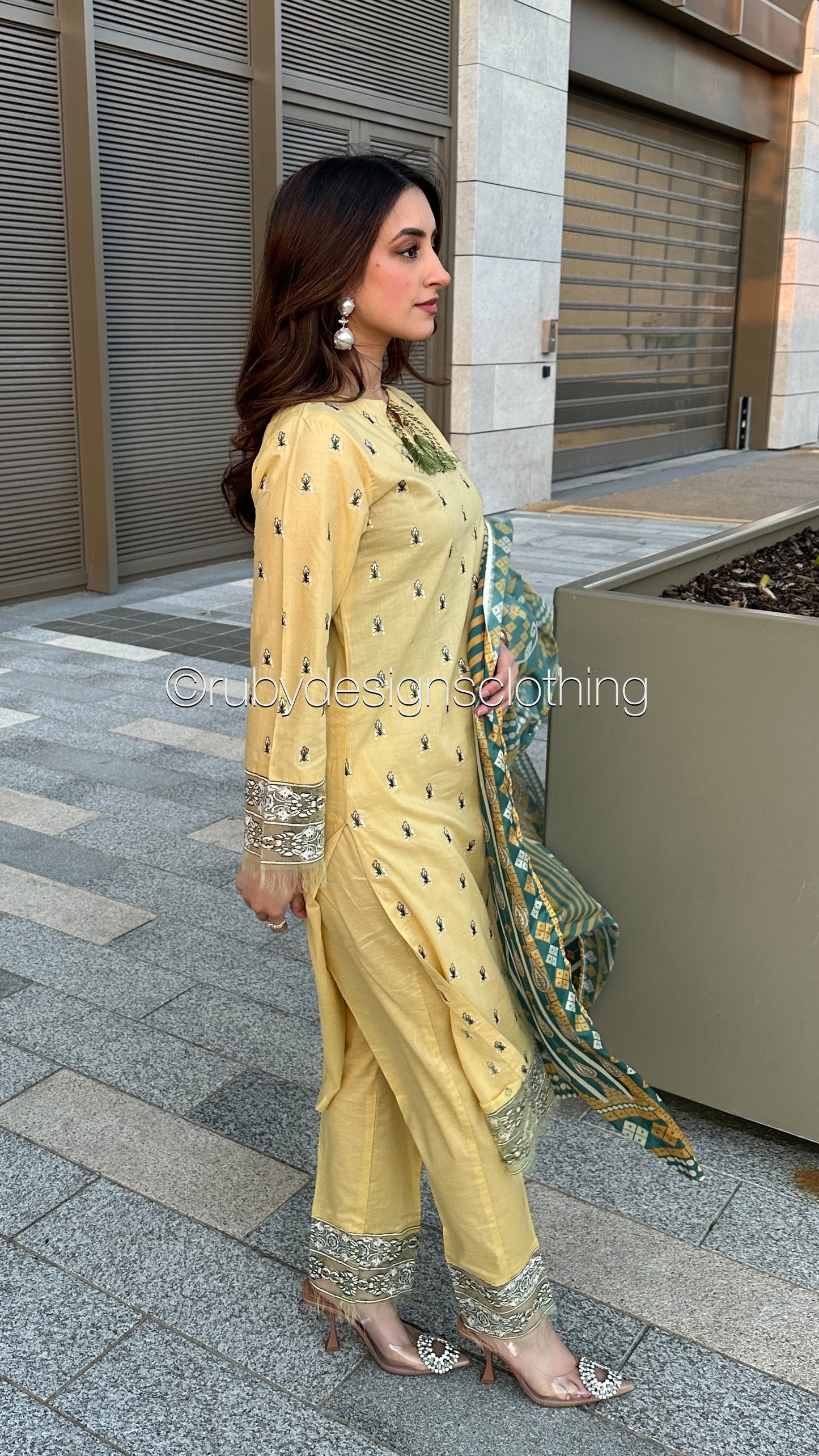 MANAL - 3 Piece Yellow Lawn Suit with Silk Dupatta (8583539392725)