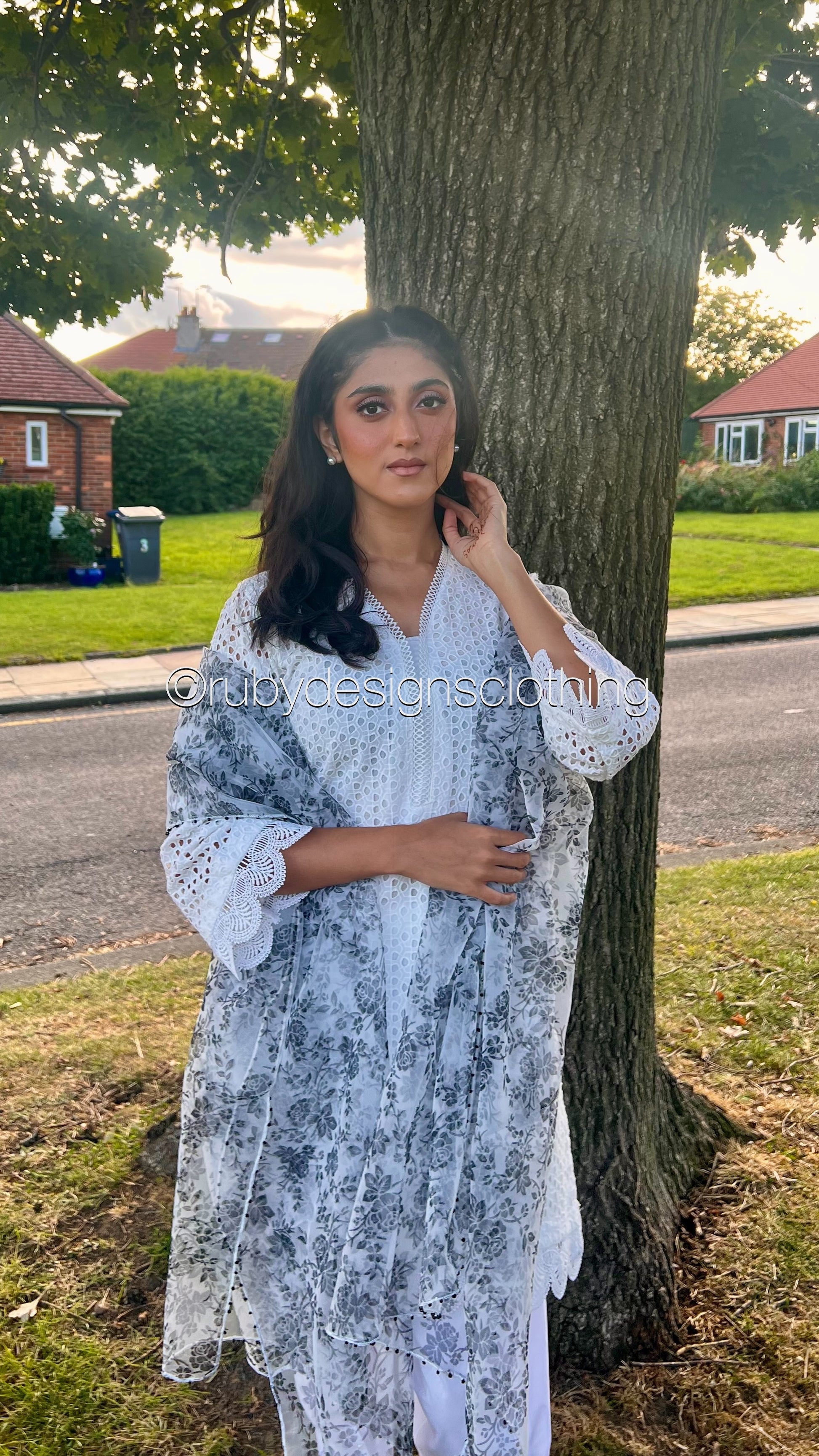 MAHEEN - 3 Piece White Chikankari Suit with Tulip Trouser (8313783124181)