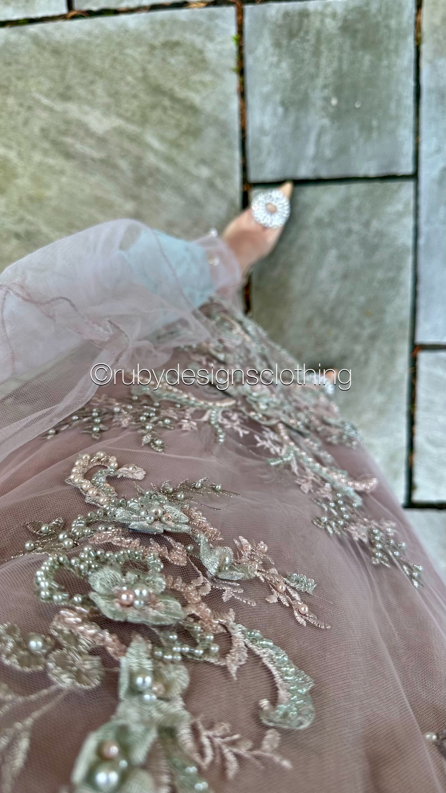 YUMNA - 3 Piece Powder Pink Net Suit with Net Dupatta (8746798285013)