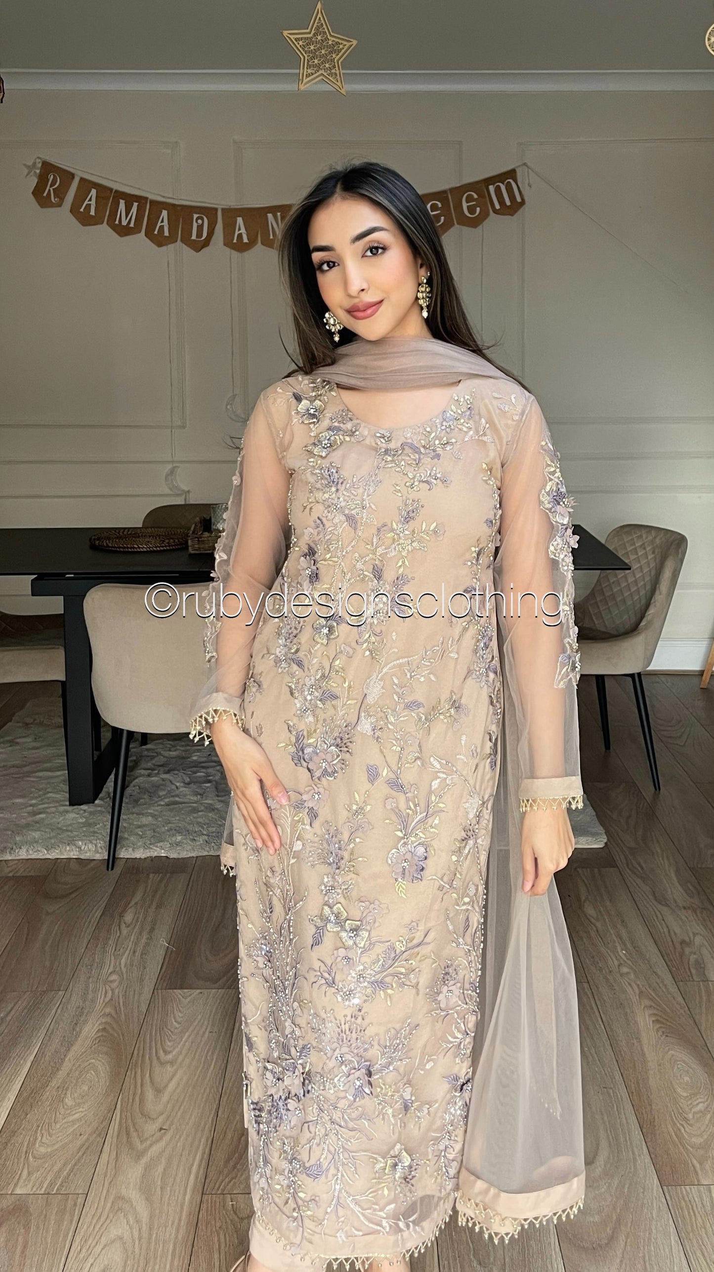 NABA - 3 Piece Latte Net Suit with 3D Detailing (8354935242965)