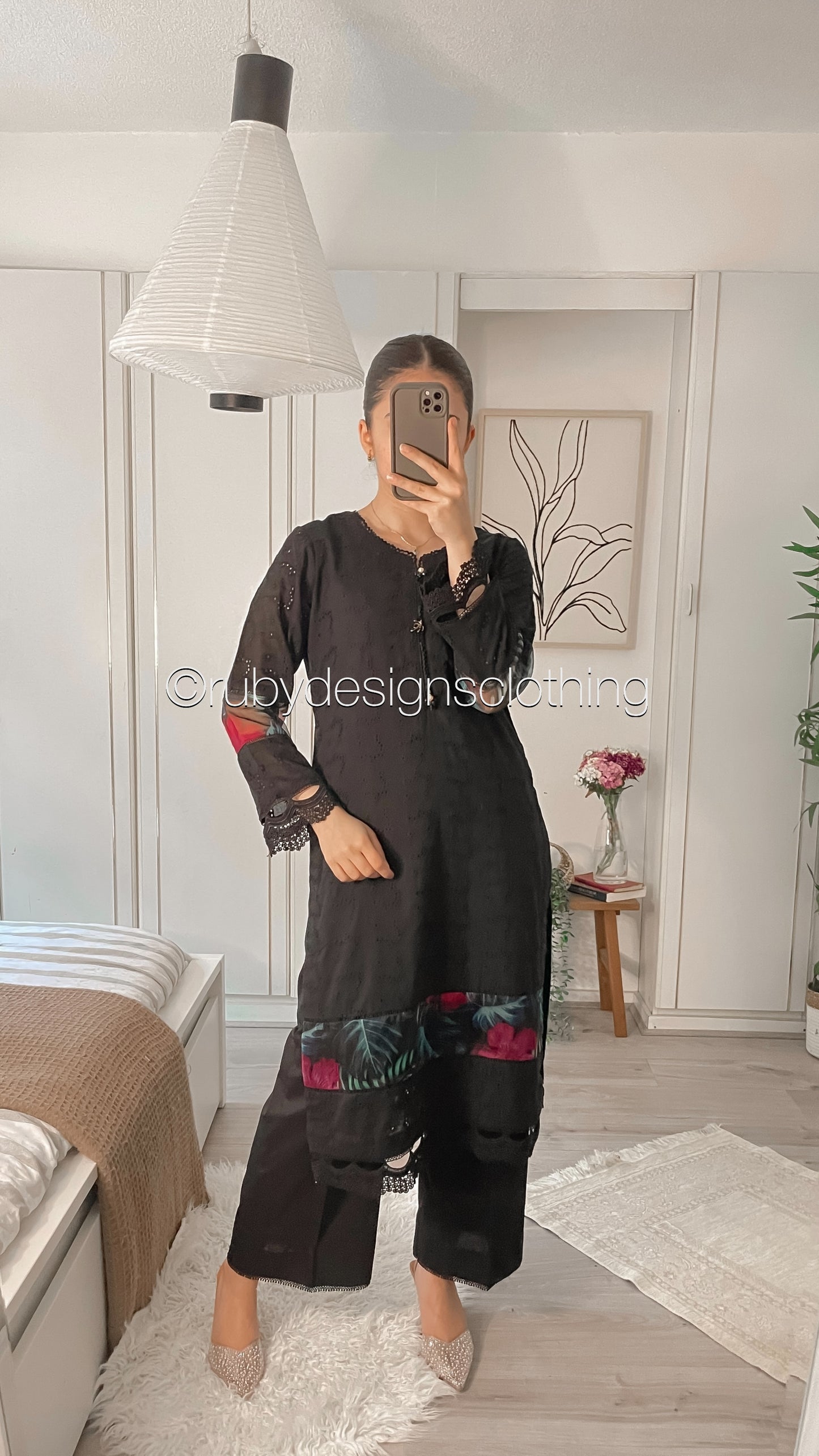 RANI - 3 Piece Black Chikankari Suit with Chiffon Dupatta (8570054443221)