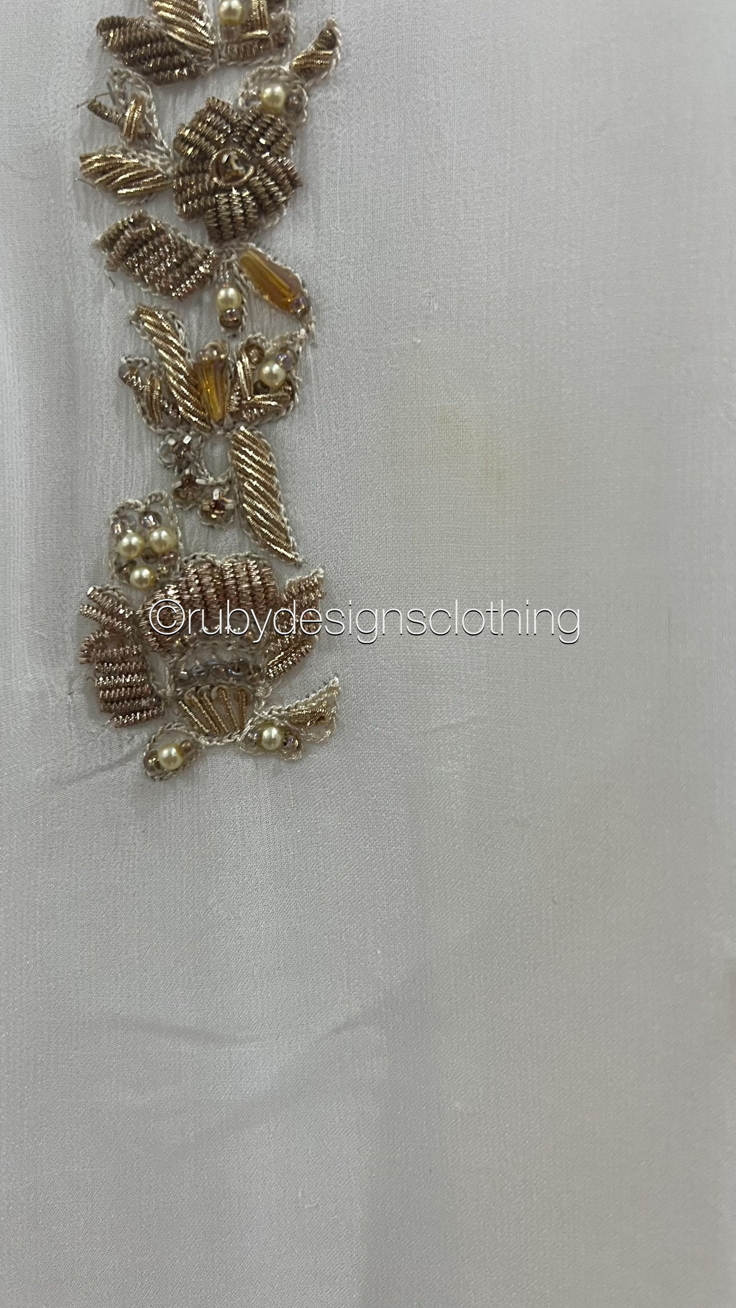 Minor Defect - HIRA White - 3 Piece Chiffon Suit with Chiffon Dupatta (8748150227157)