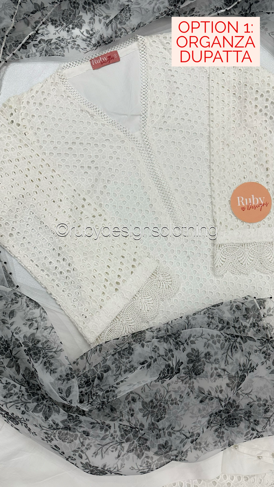 MAHEEN - 3 Piece White Chikankari Suit with Tulip Trouser (8313783124181)