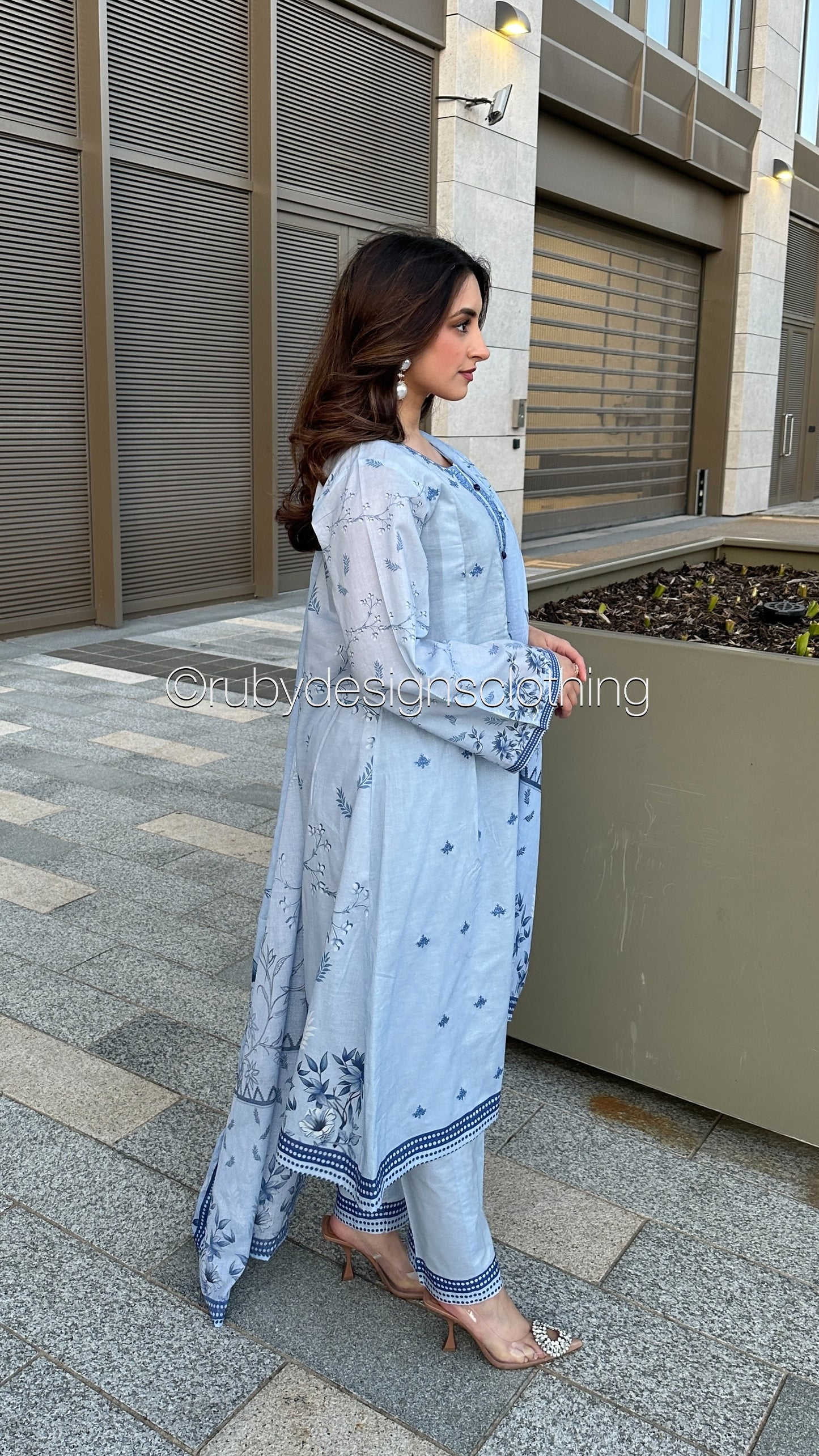 HALIMA - 3 Piece Blue Lawn Suit with Lawn Dupatta (8583541653717)