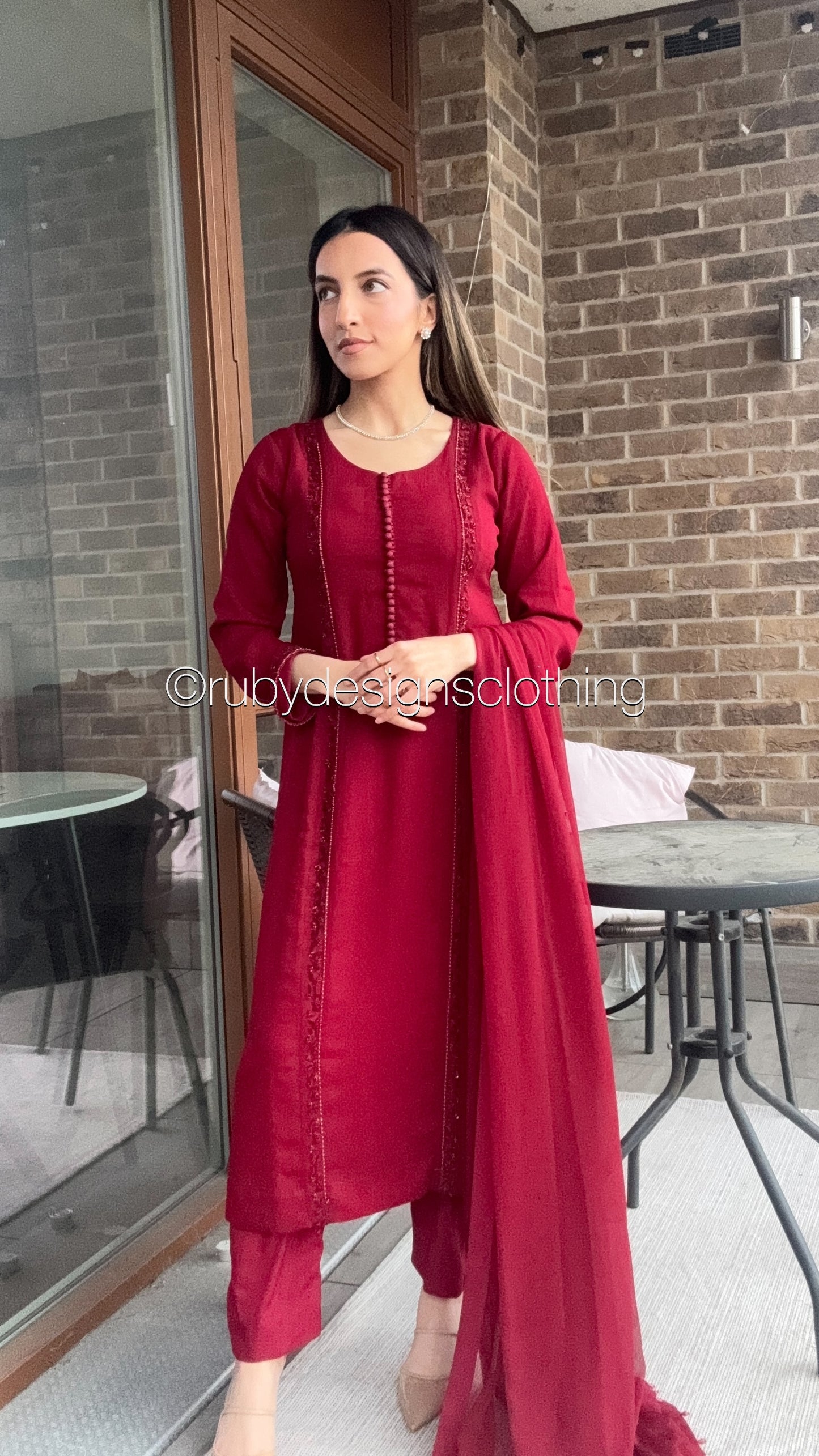 ZYRA Ruby - 3 Piece Chiffon Suit with Trouser