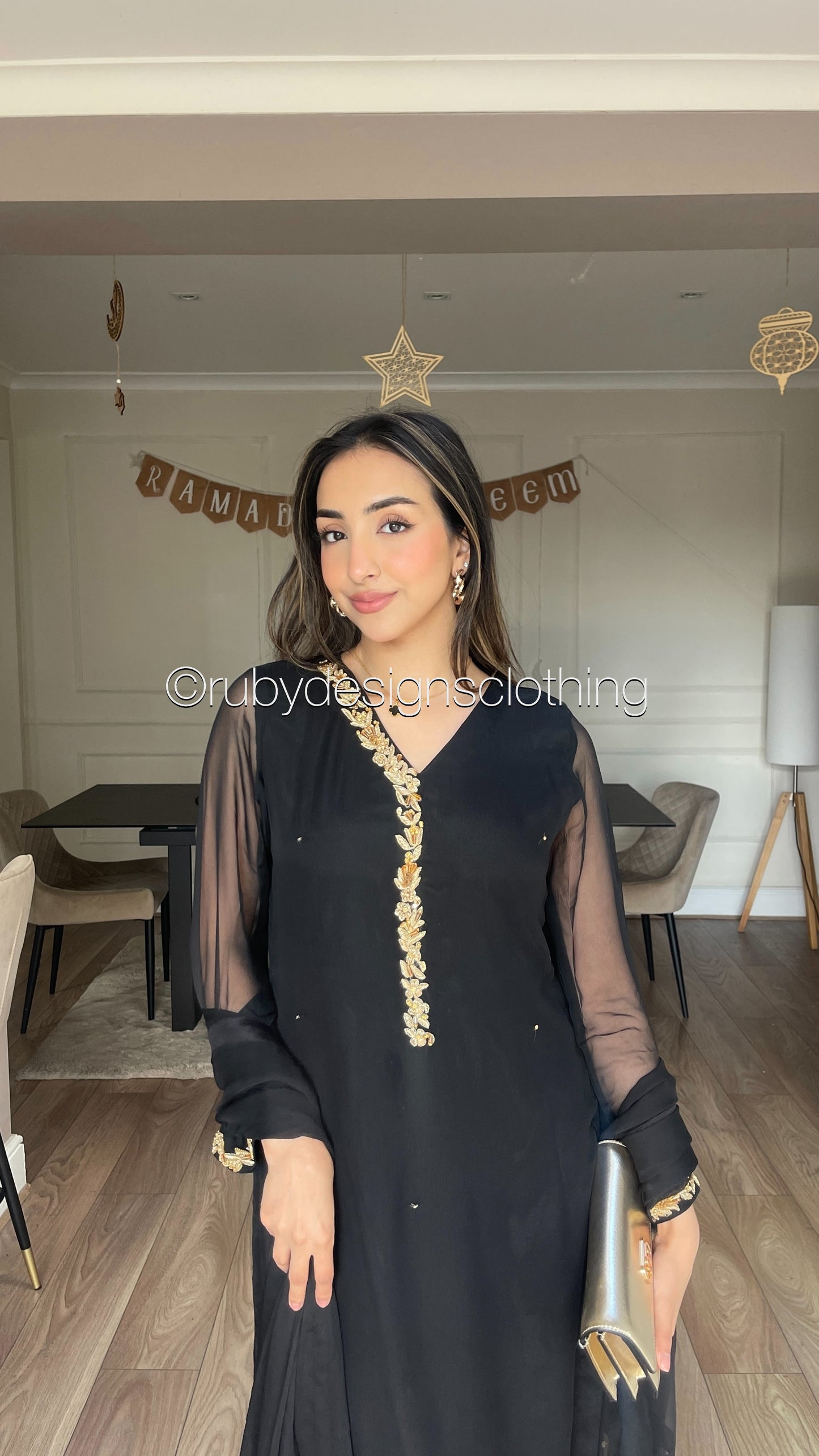 HIRA Black - 3 Piece Black Chiffon Suit with Chiffon Dupatta (8380345680085)