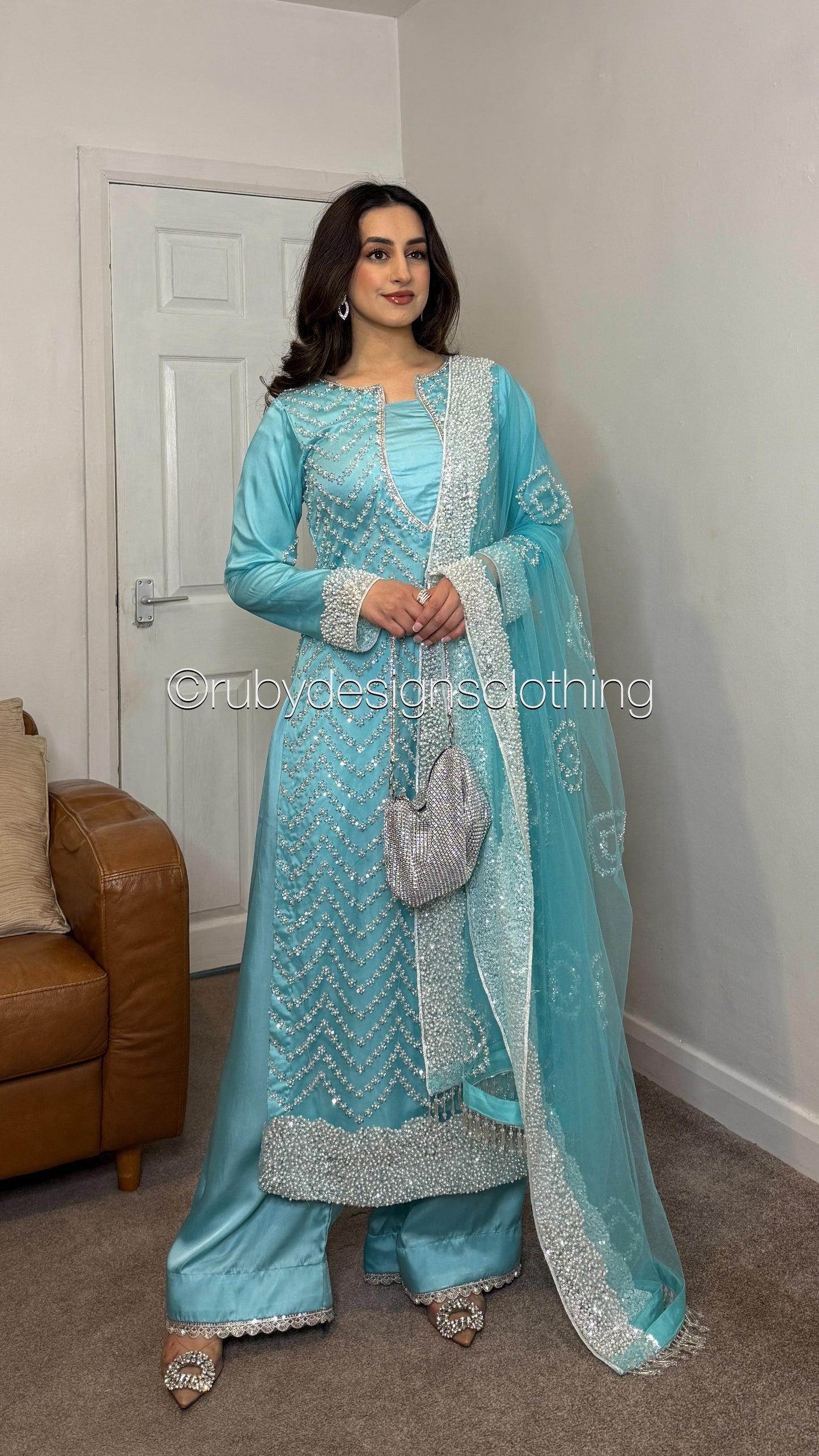 IZMA Ice - 3 Piece Net Suit with Wide Leg Trousers