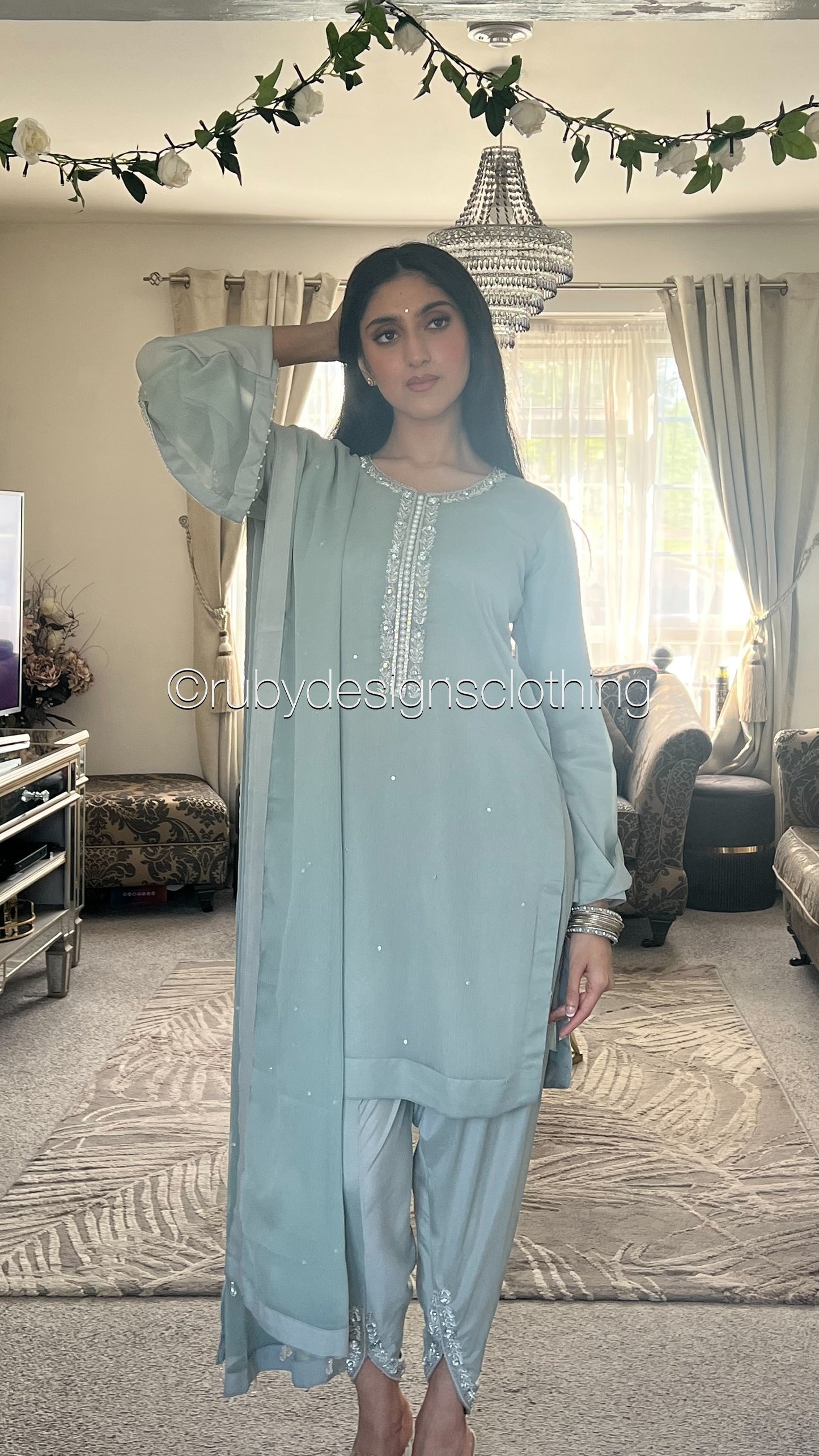 ASMA Haze - 3 Piece Chiffon Suit with Tulip Trousers