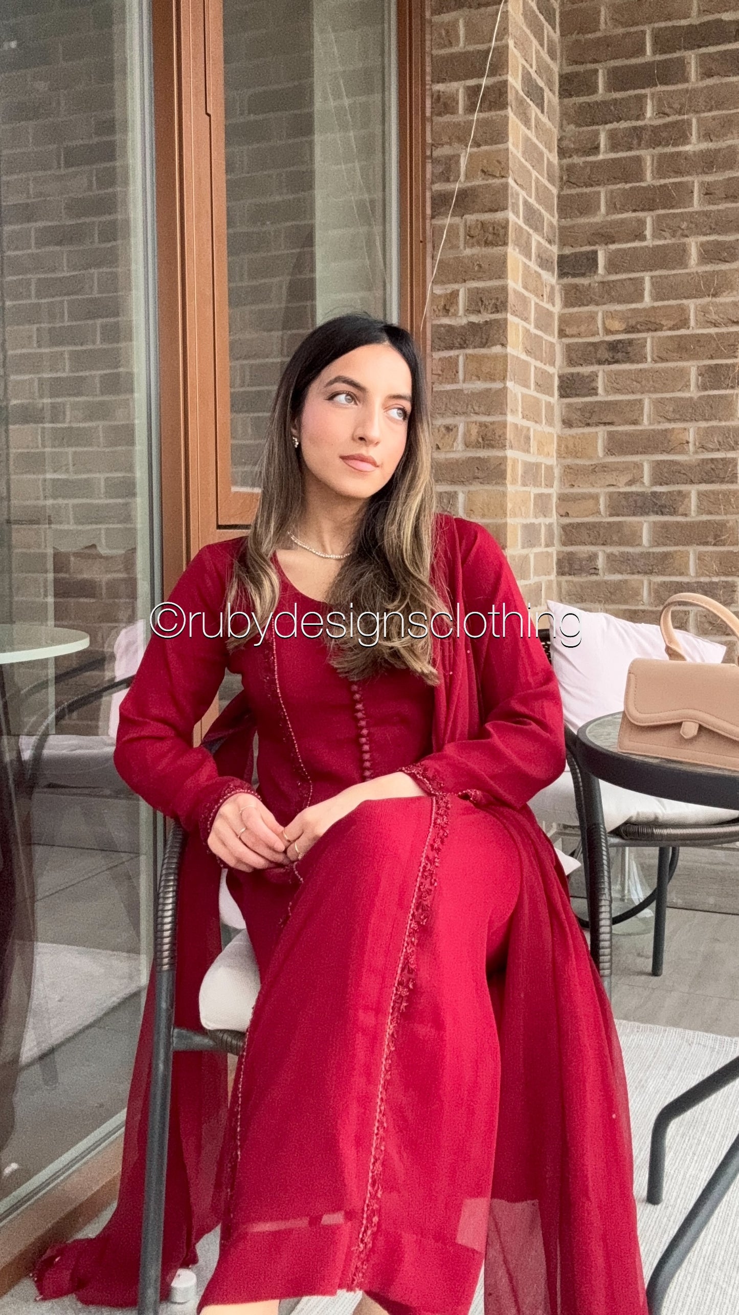 ZYRA Ruby - 3 Piece Chiffon Suit with Trouser