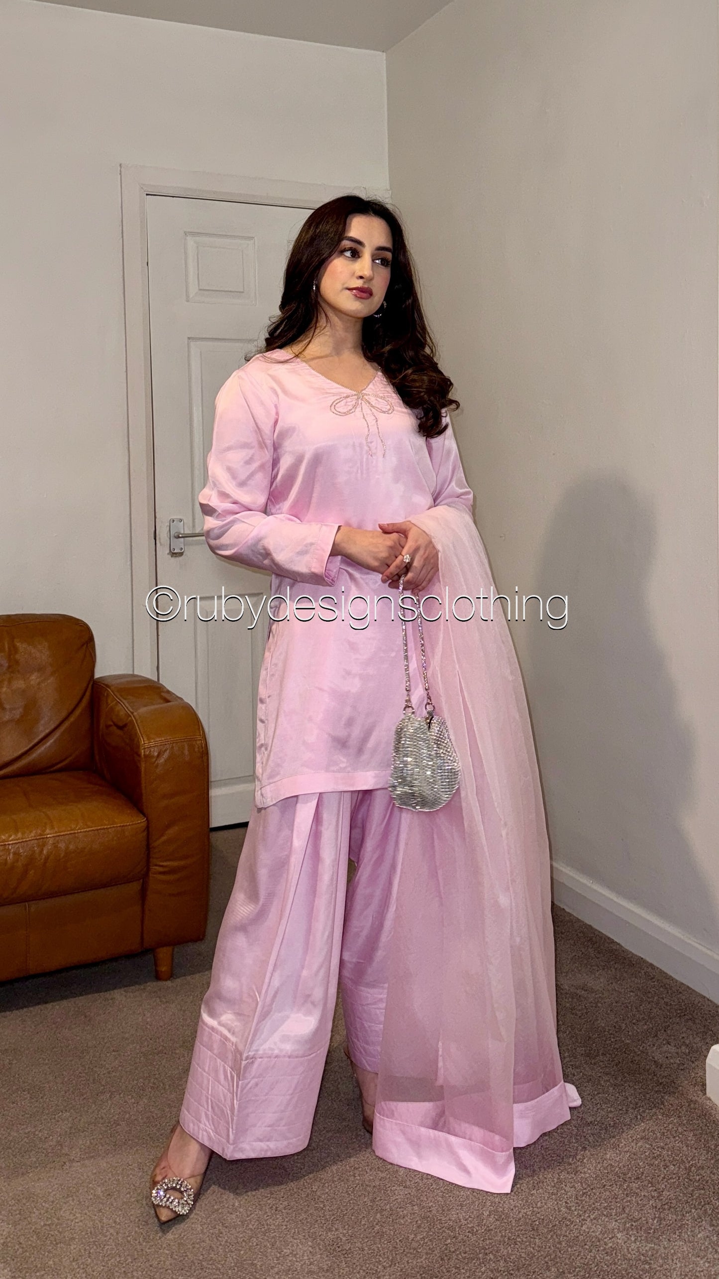 LUMA Petal - 3 Piece Silk Suit with Farshi Shalwar