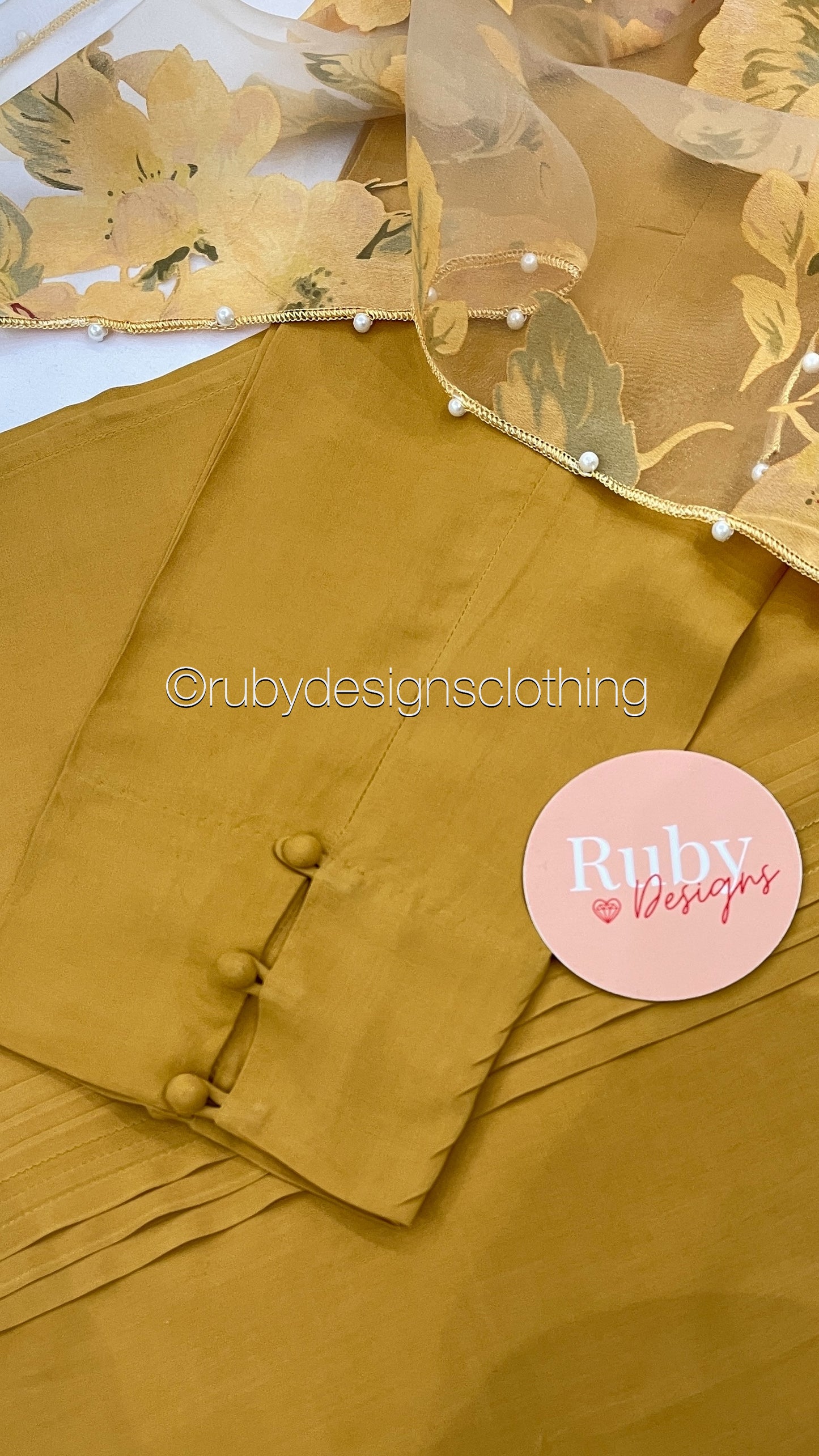 TAHERA- 3 Piece Mustard Linen Suit with Organza Dupatta (8219888353493)