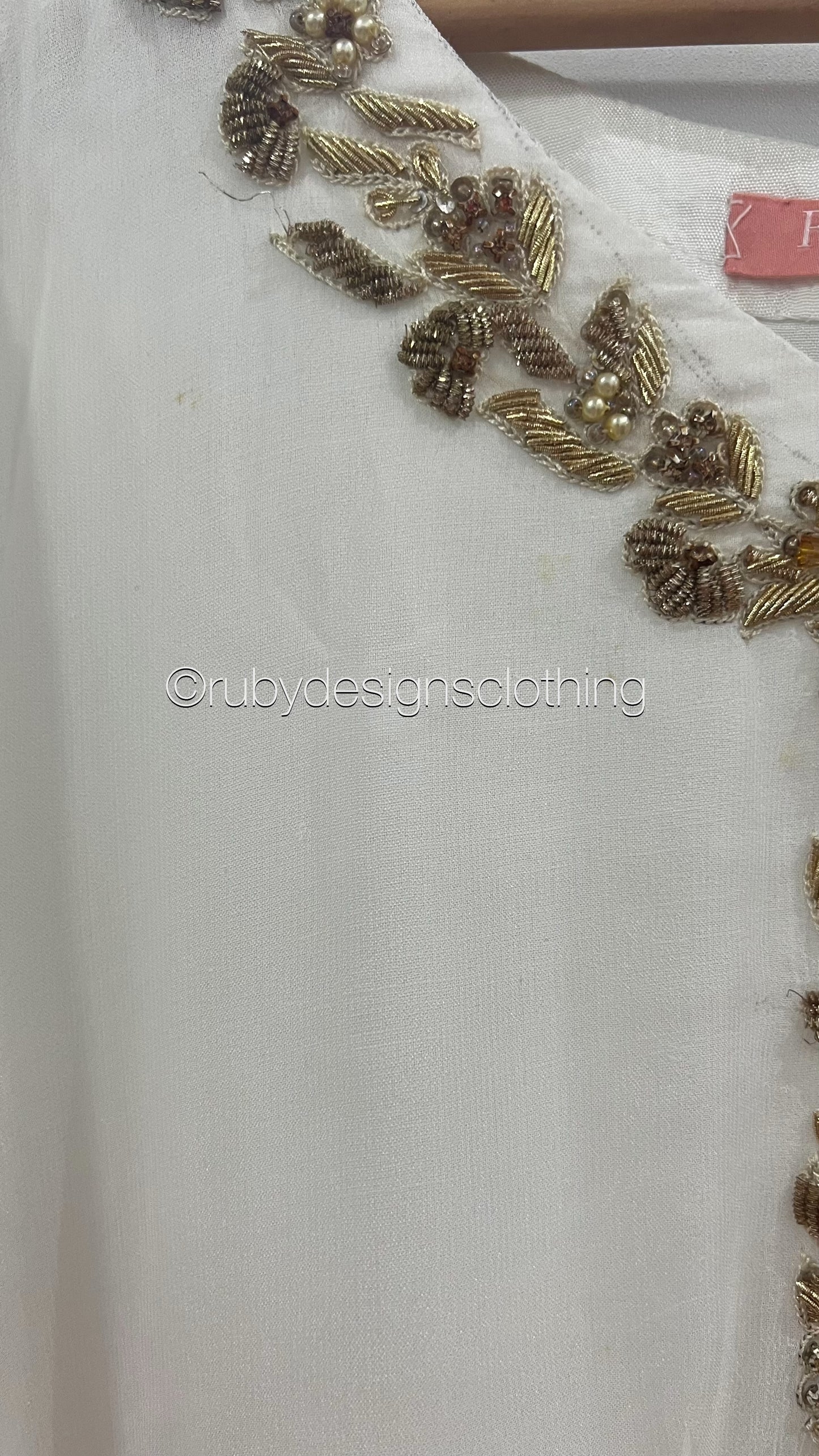 Minor Defect - HIRA White - 3 Piece Chiffon Suit with Chiffon Dupatta (8748150227157)