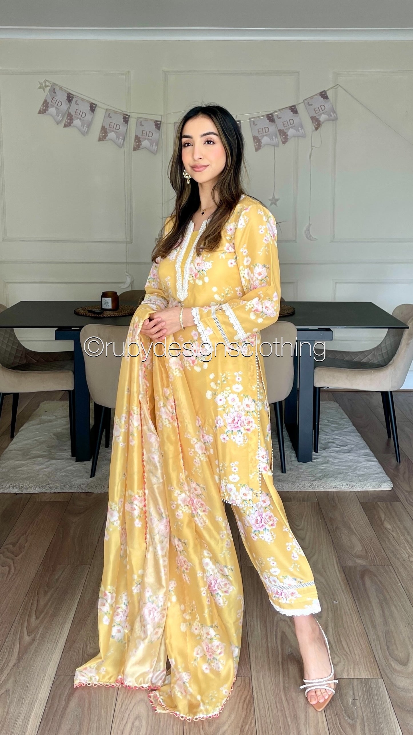 AYAH - 3 Piece Mustard Swiss Lawn Suit with Silk Dupatta (8491806458069)