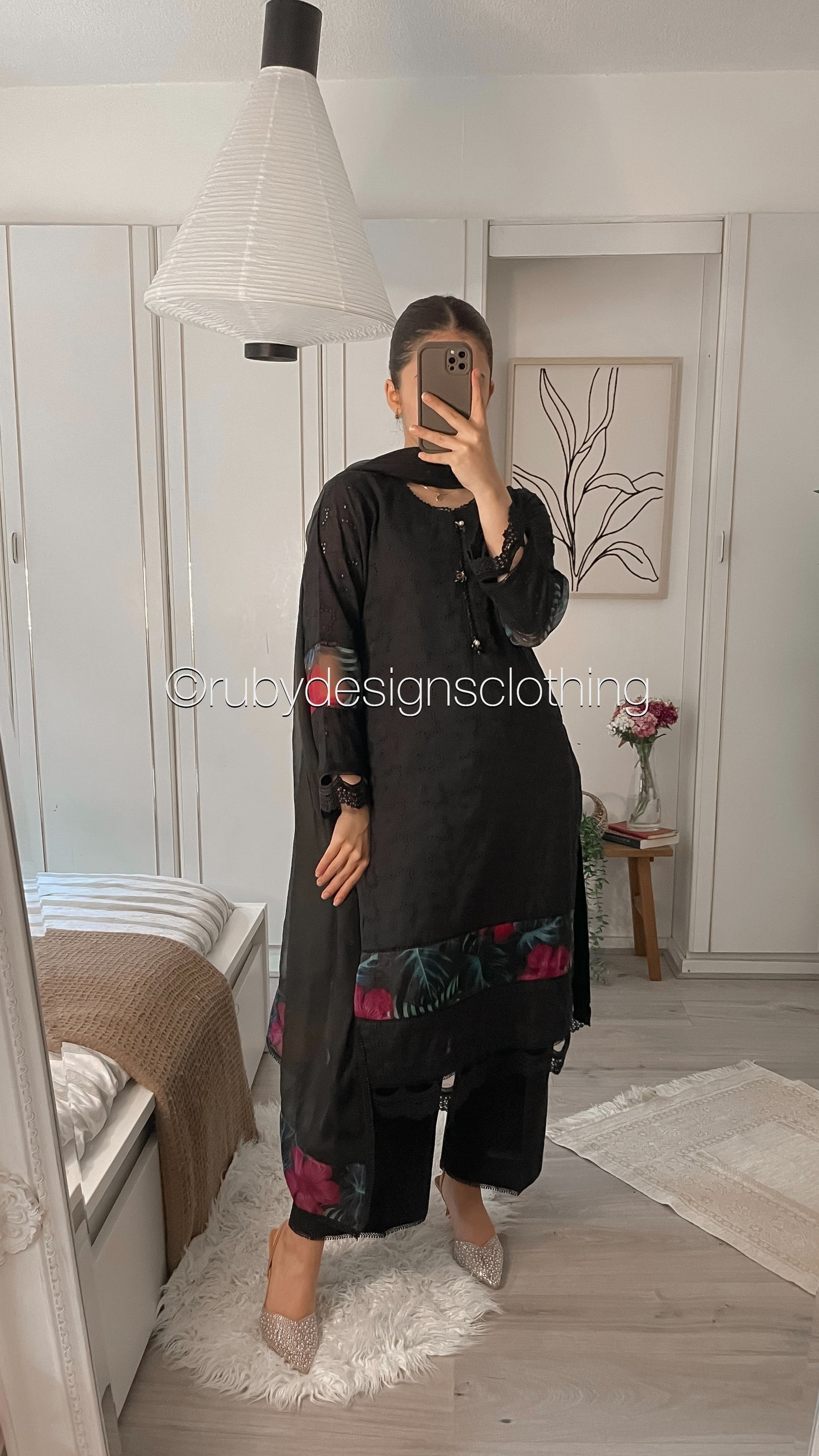 RANI - 3 Piece Black Chikankari Suit with Chiffon Dupatta (8570054443221)