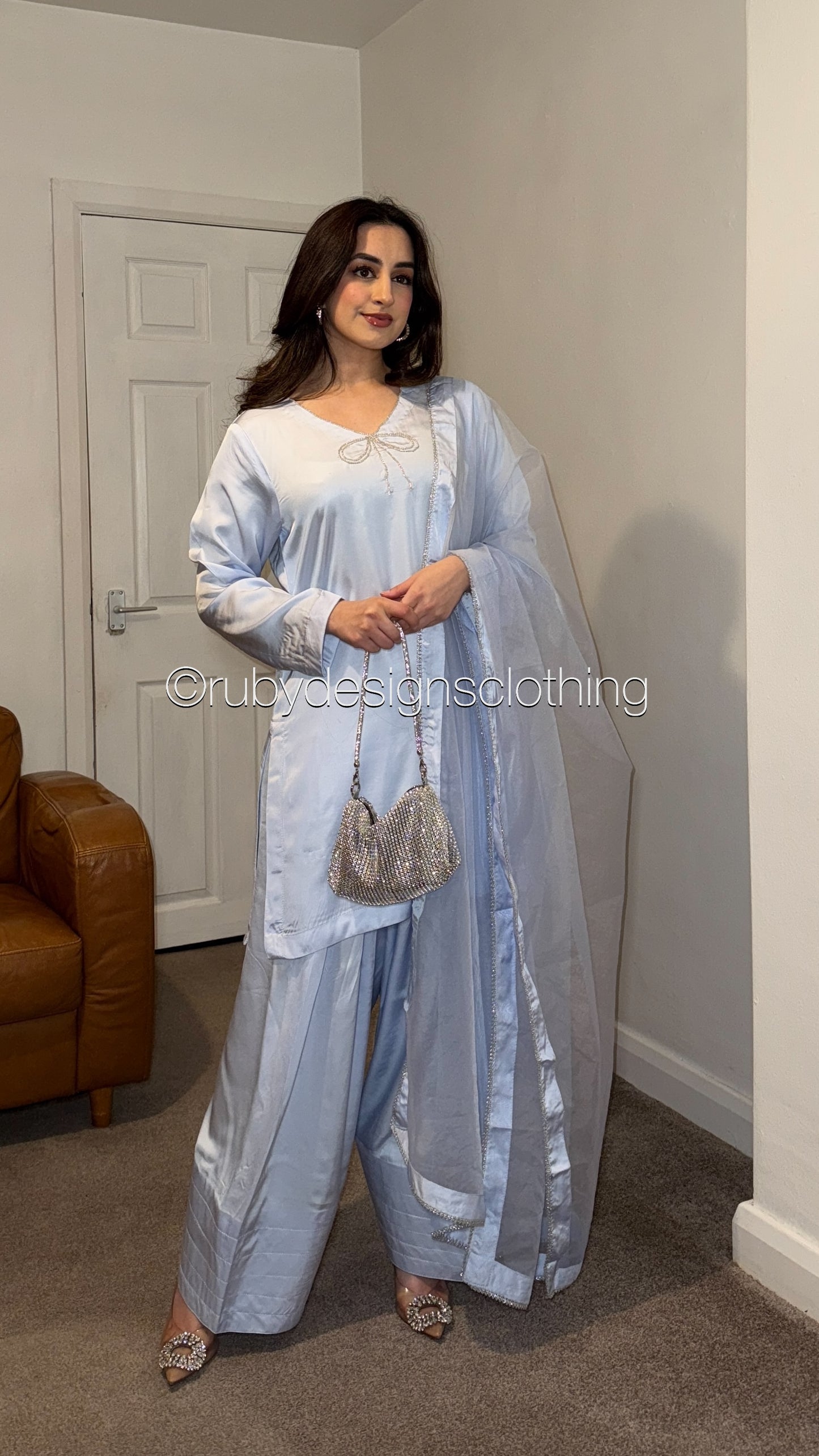 LUMA Ice - 3 Piece Silk Suit with Farshi Shalwar