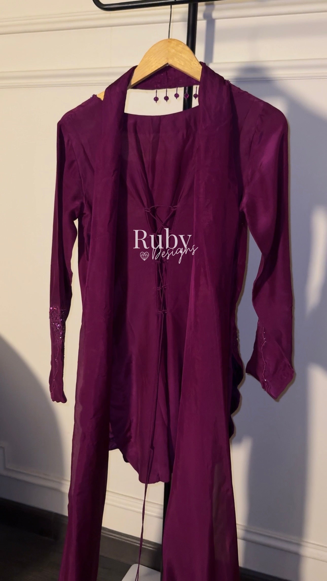 PRE-ORDER (not for immediate dispatch) - SAHARA - 3 Piece Magenta Luxury Silk Suit with Cutdana Handwork