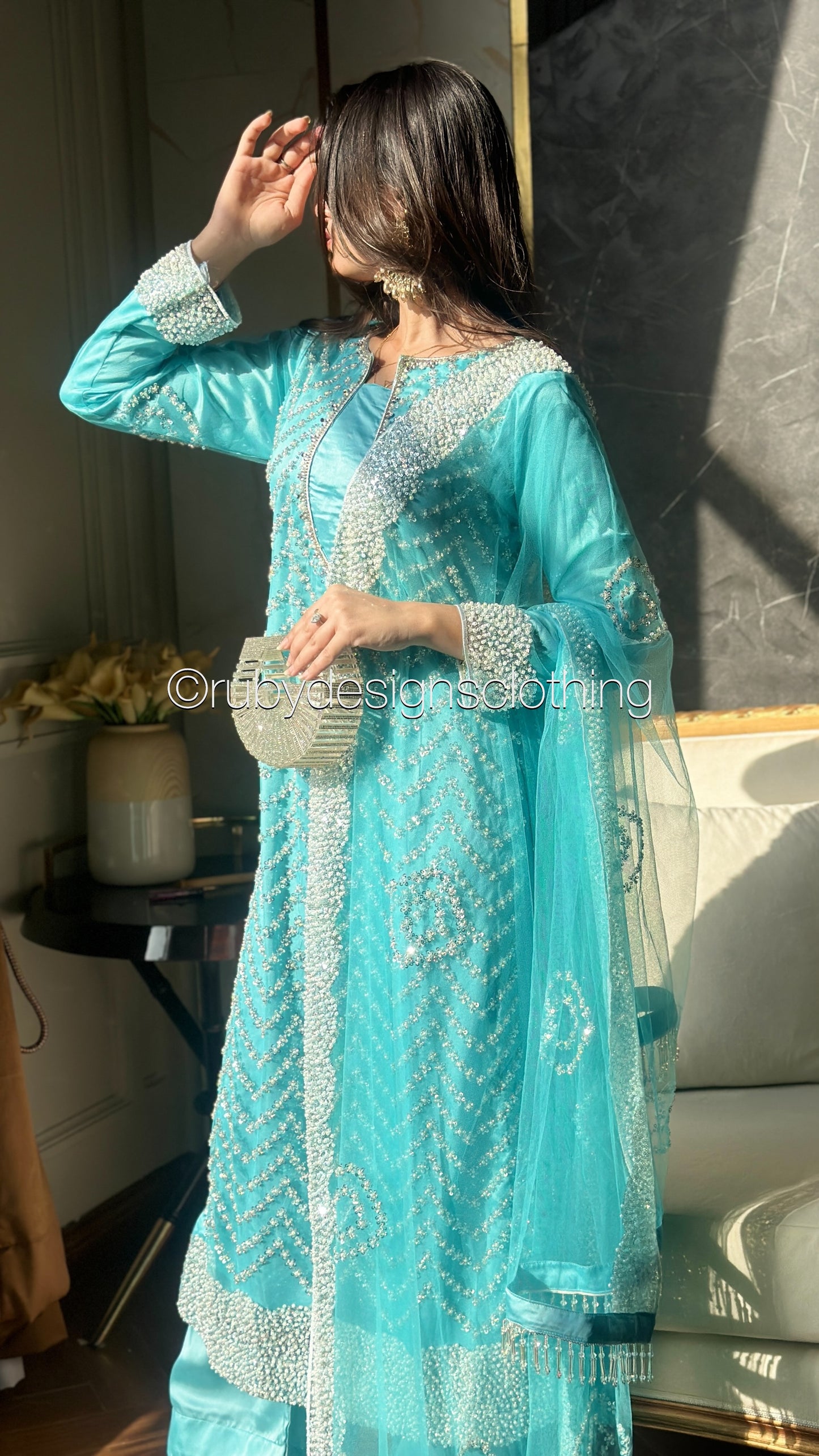 IZMA Ice - 3 Piece Net Suit with Wide Leg Trousers