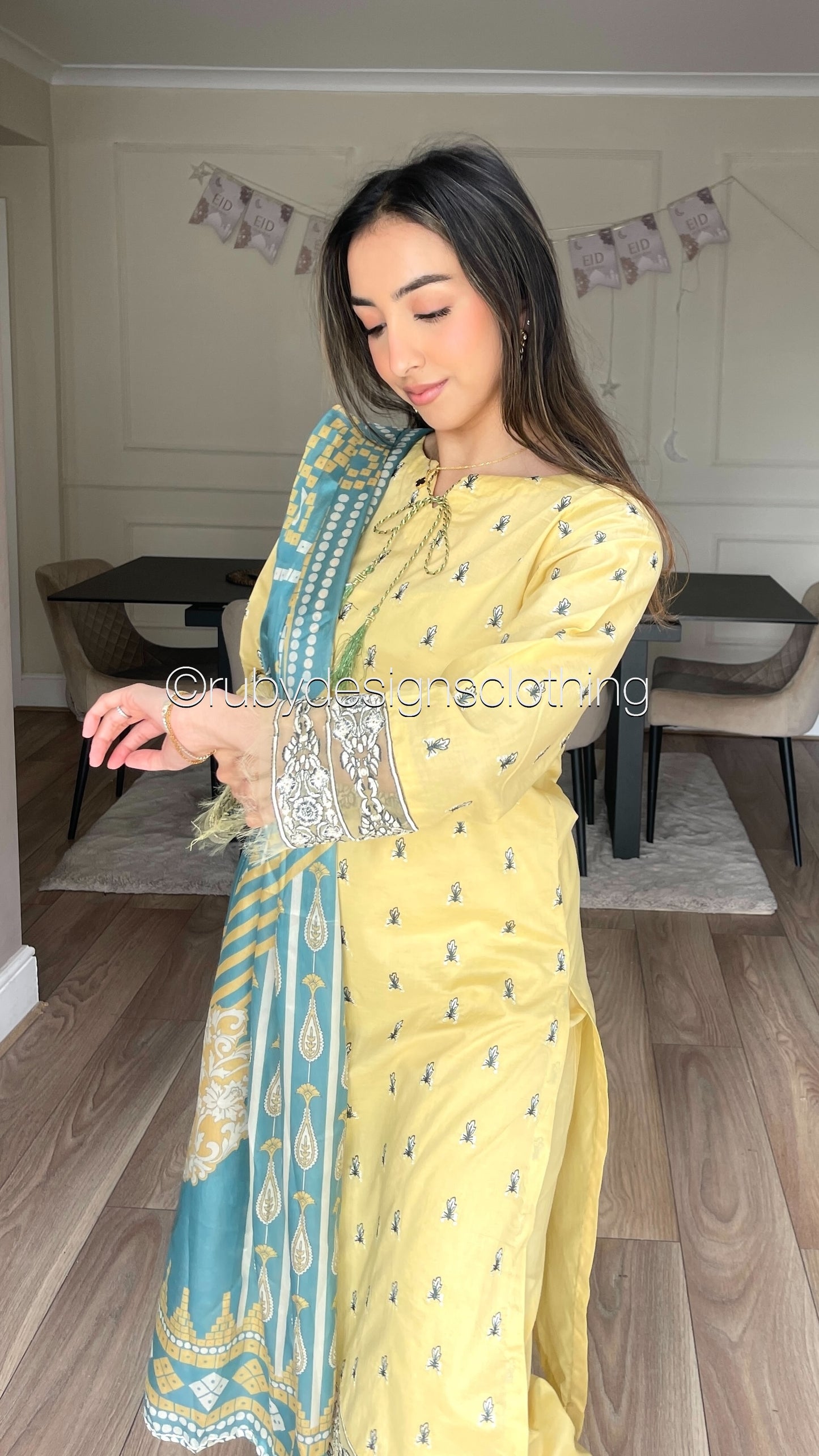 MANAL - 3 Piece Yellow Lawn Suit with Silk Dupatta (8583539392725)