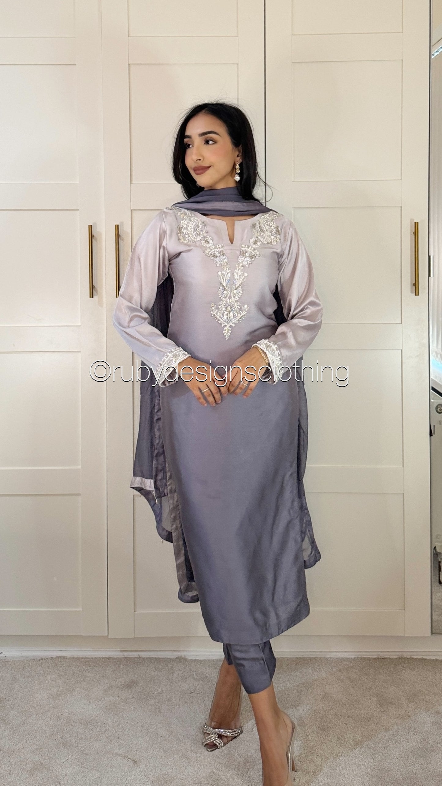 RAYNA Amethyst - 3 Piece Silk Suit with Handwork