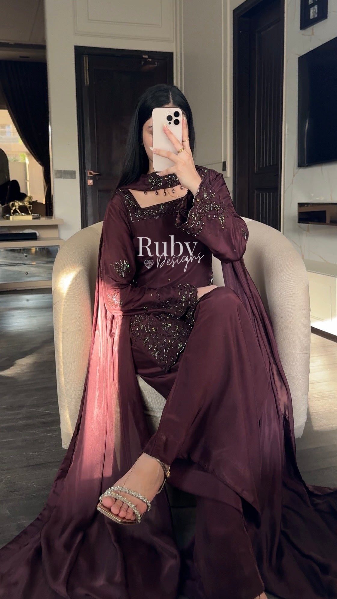 SELIN - 3 Piece Luxury Silk Suit with Flared Trouser