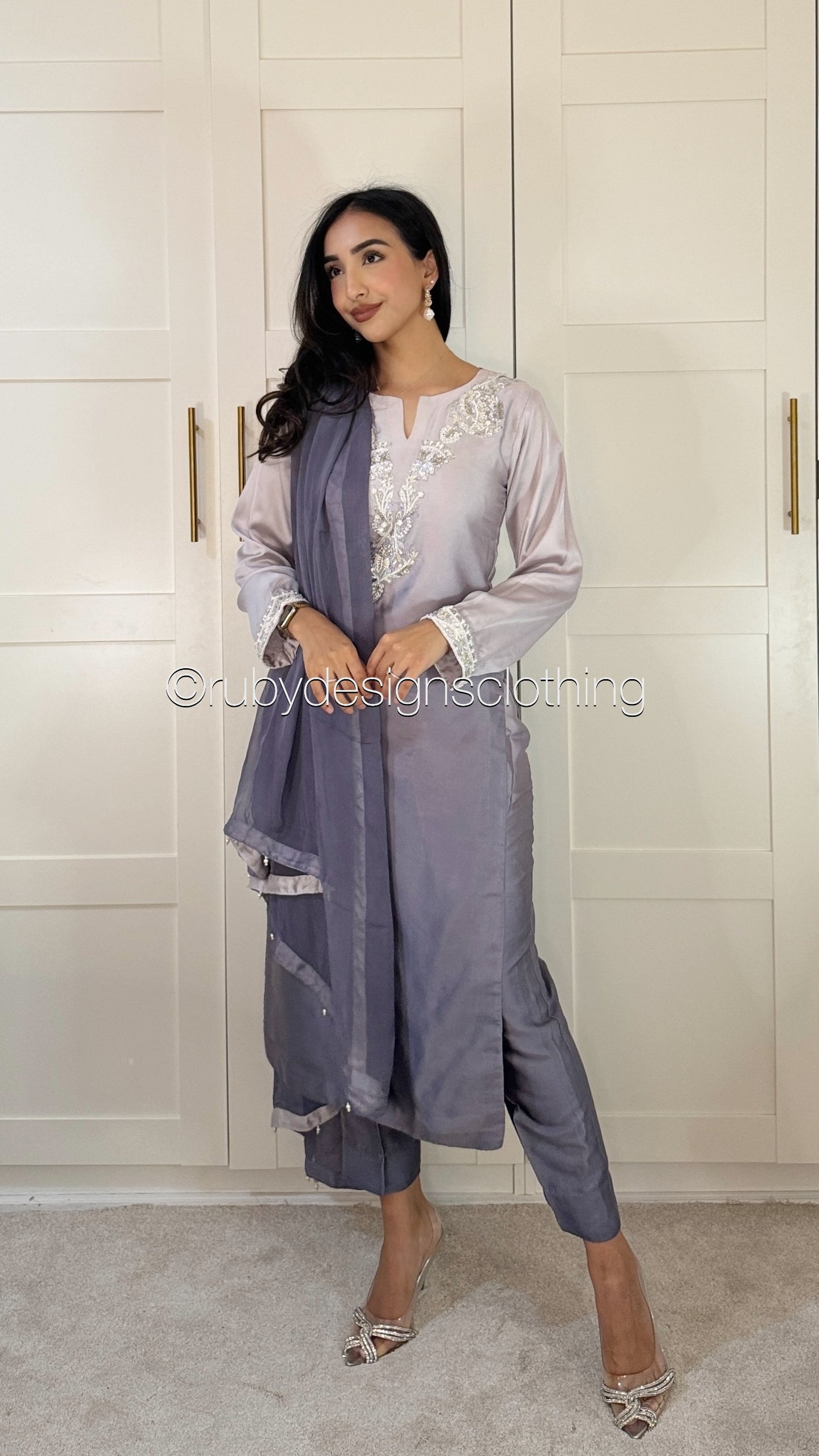 RAYNA Amethyst - 3 Piece Silk Suit with Handwork