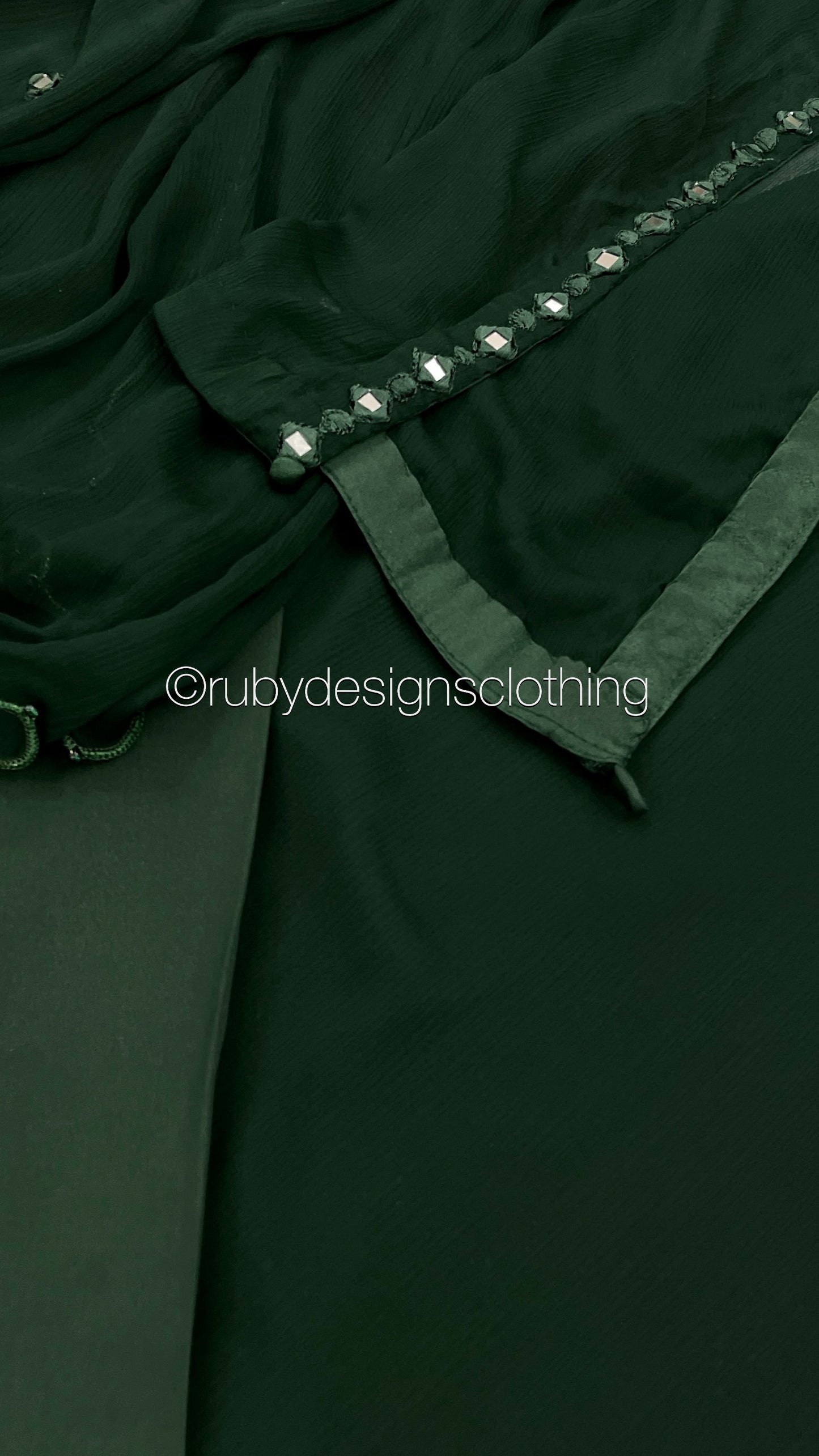 KAYRA Emerald - 3 Piece Emerald Chiffon Suit with Split Sleeve (8151996235989)