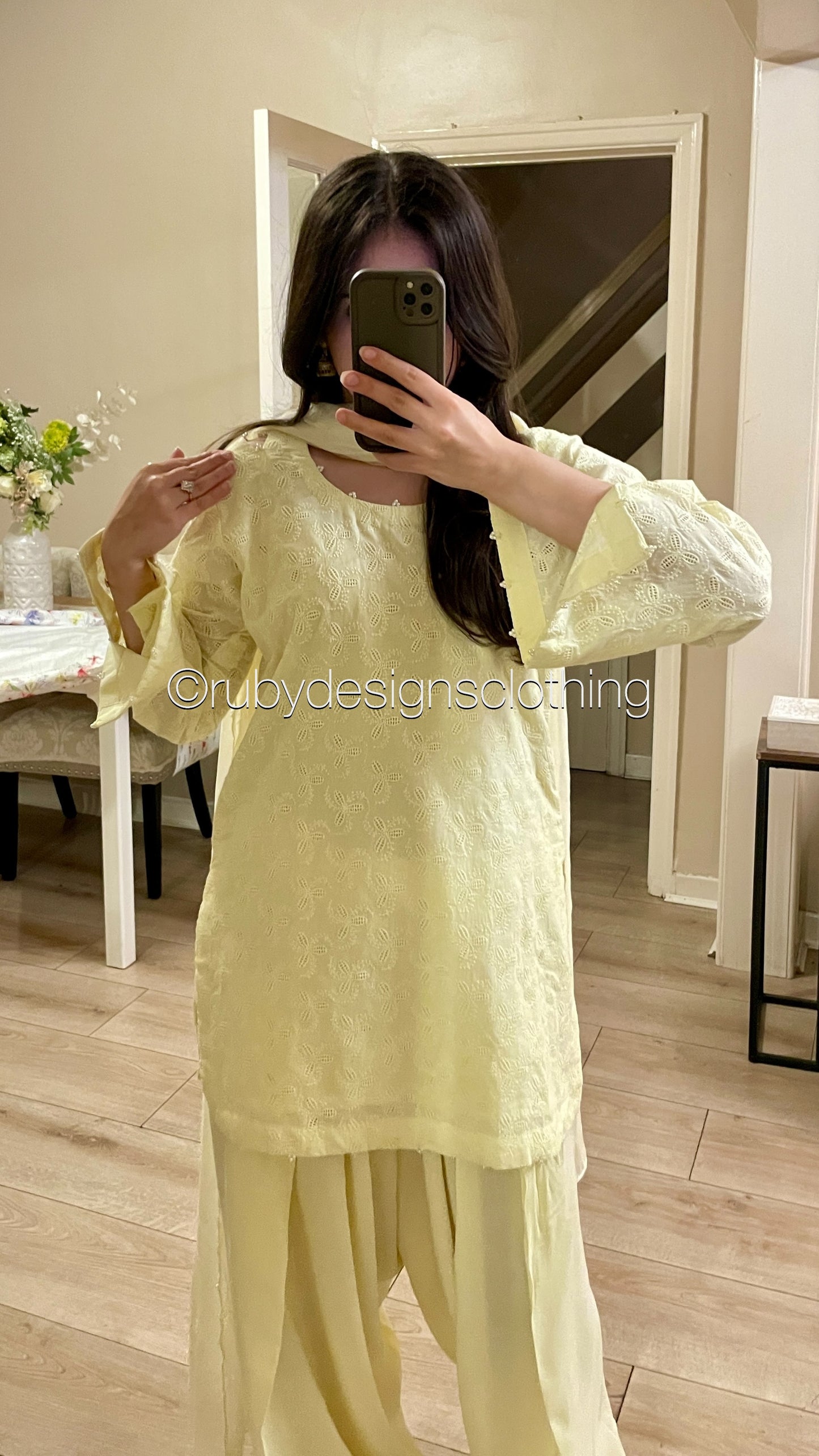 Butter Yellow - 3 Piece Chikankari Suit with Farshi Shalwar