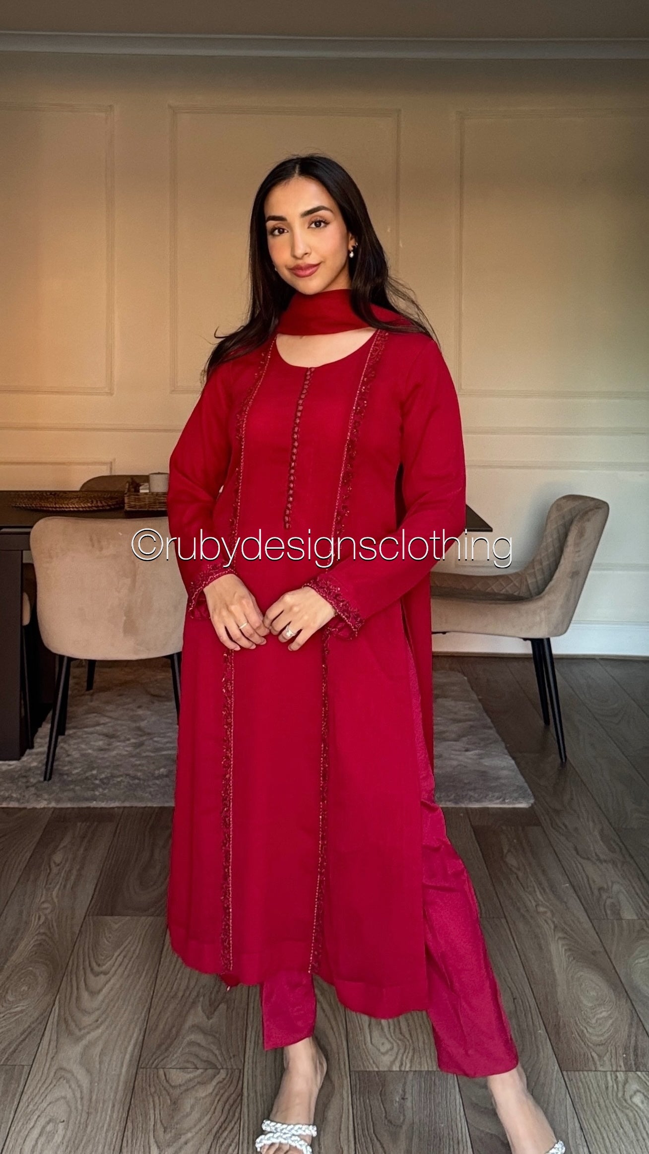 ZYRA Ruby - 3 Piece Chiffon Suit with Trouser