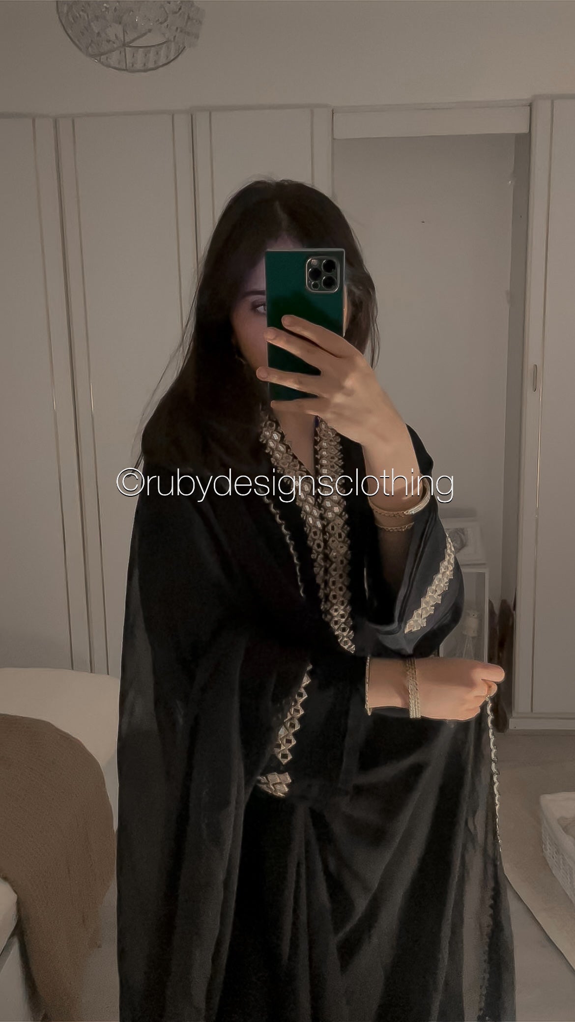 TARA Black - 3 Piece Linen Suit with Mirror Work (7934797643989)