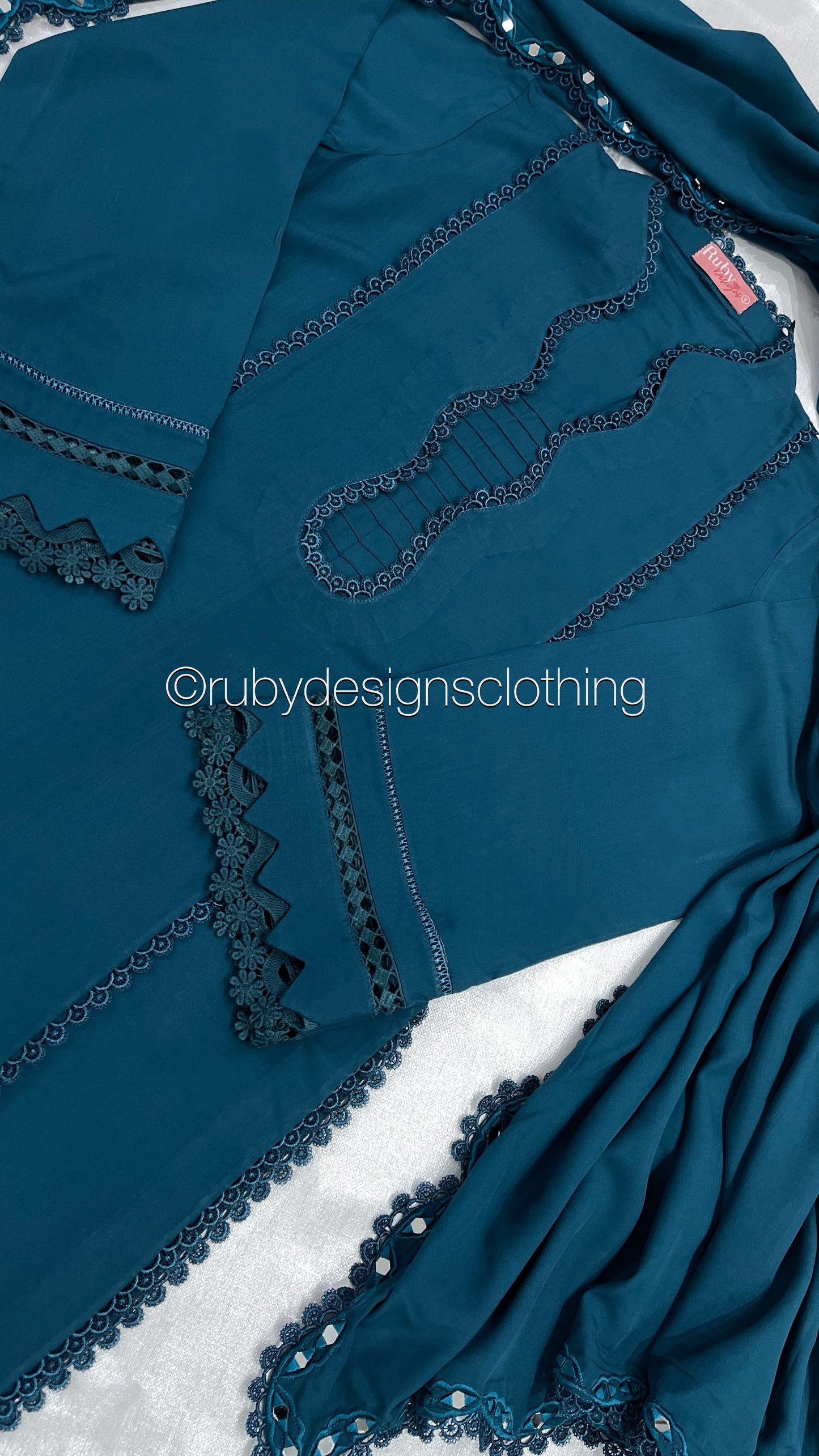 SAHAR - 3 Piece Teal Linen Suit with Shawl (8219888779477)
