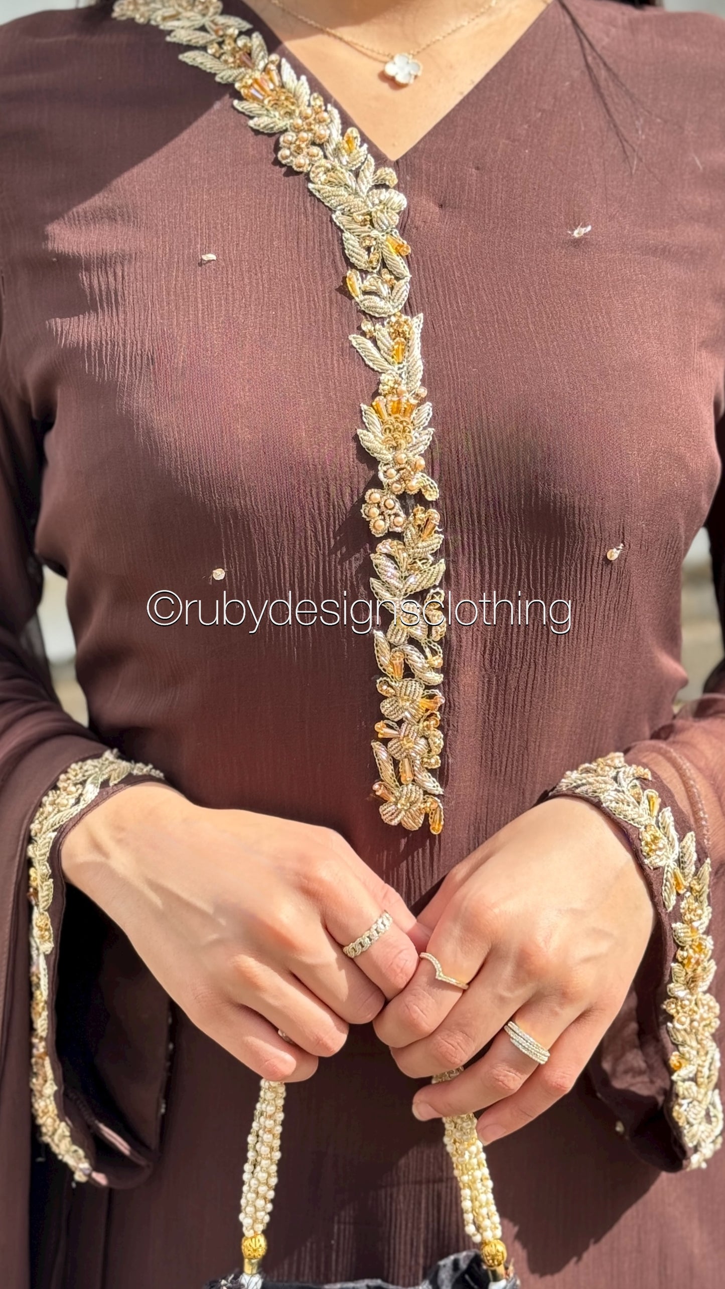 HIRA Brown - 3 Piece Brown Chiffon Suit with Chiffon Dupatta (8380344205525)