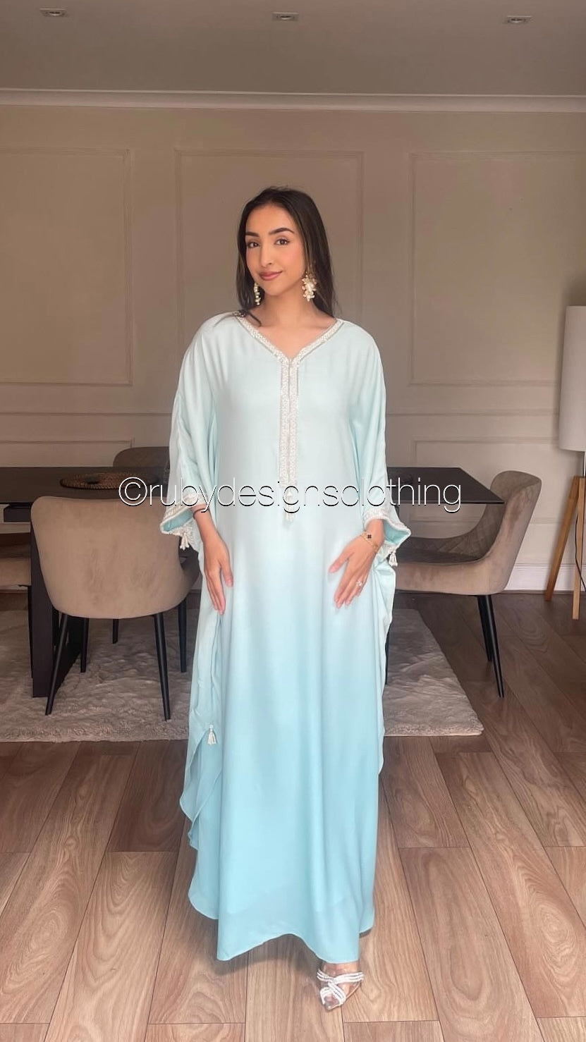 SABAH Breeze Blue - Ombré Kaftan with Hijab (8673082441941) (8747904336085)