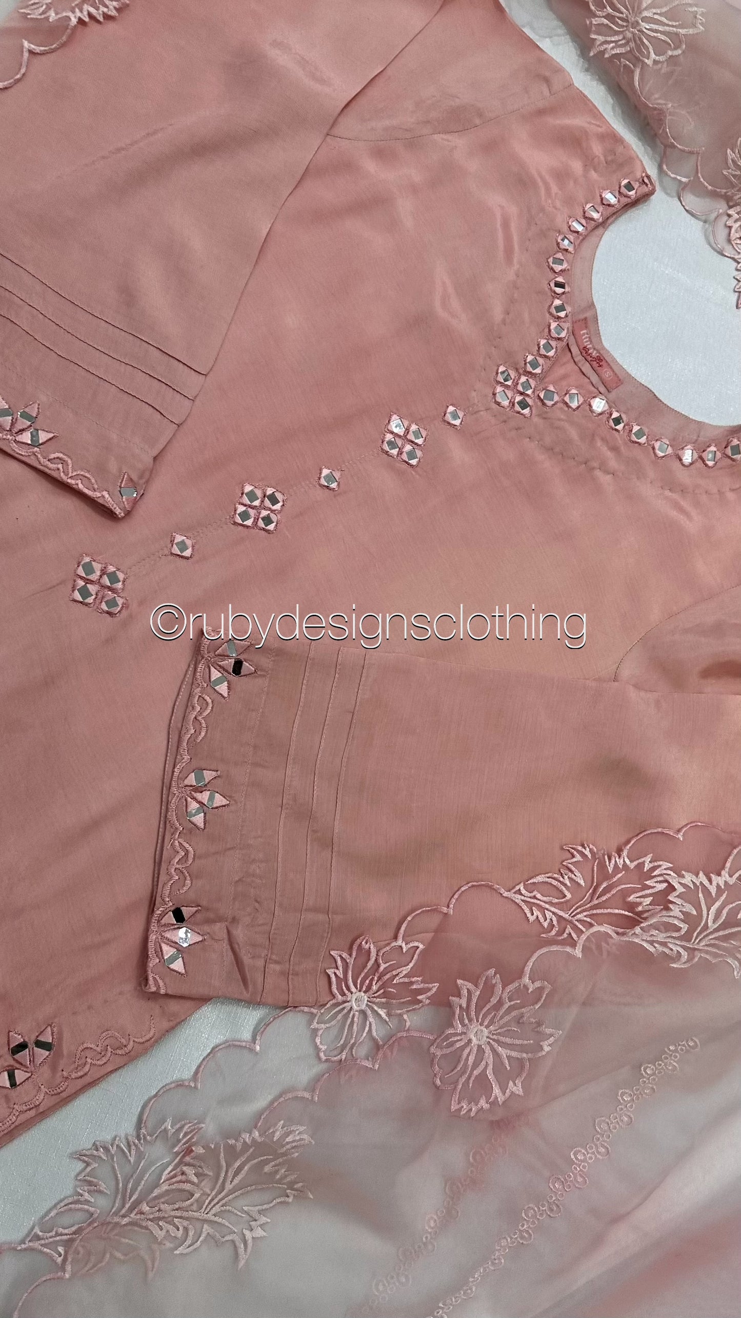ALIZEY Blush - 3 Piece Blush Pink Silk Suit with Organza Dupatta (8559614820565)
