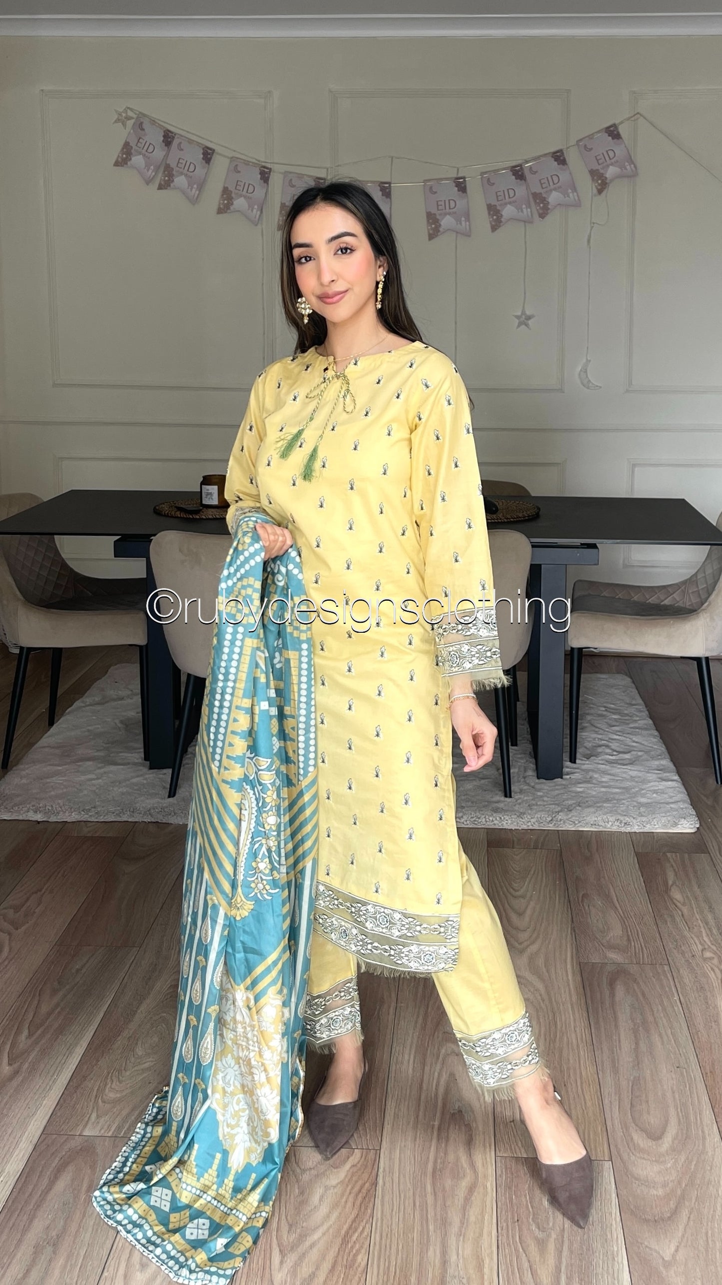 MANAL - 3 Piece Yellow Lawn Suit with Silk Dupatta (8583539392725)