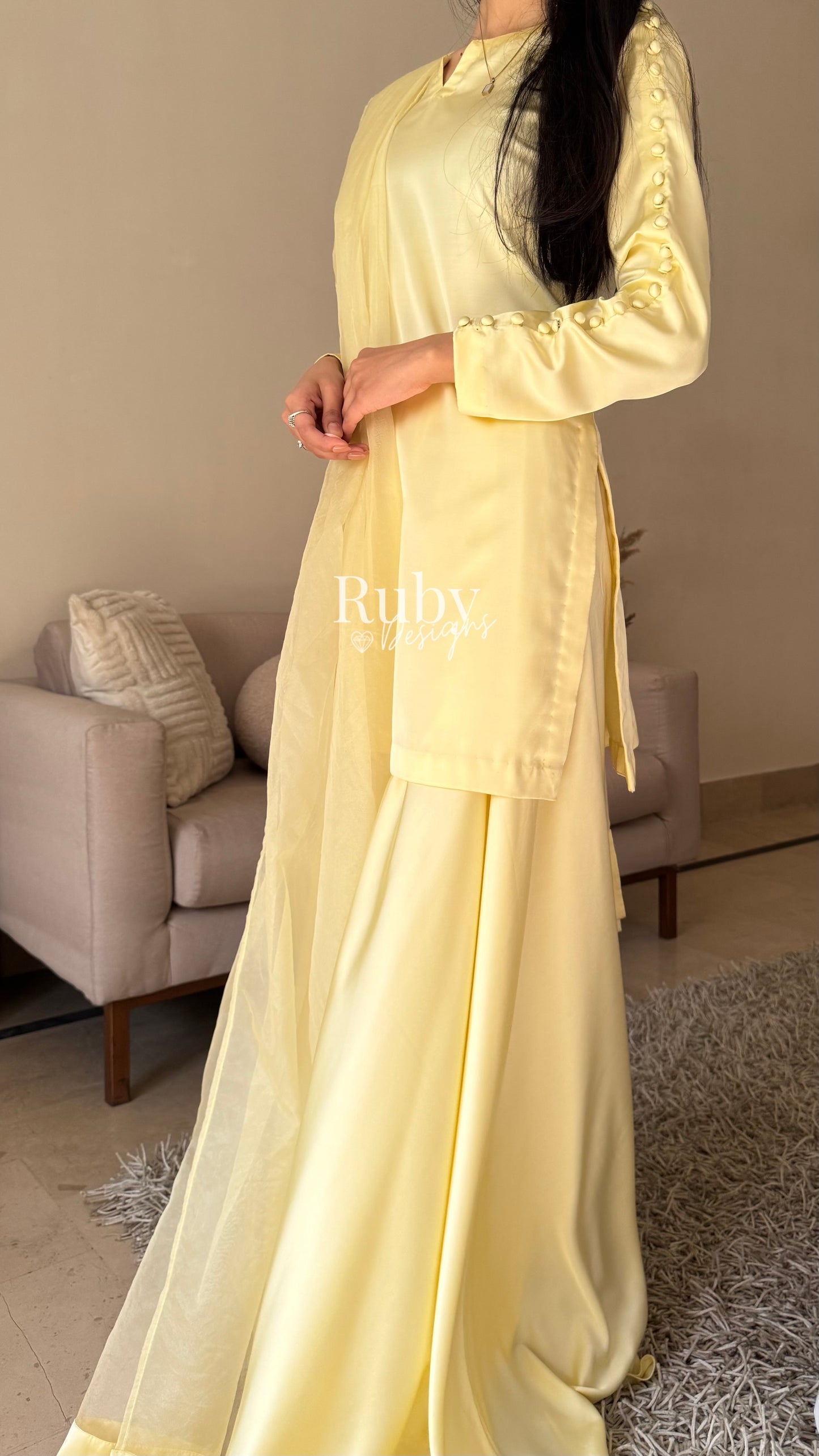 LAYA Butter - 3 Piece Silk Suit with Flowy Trousers