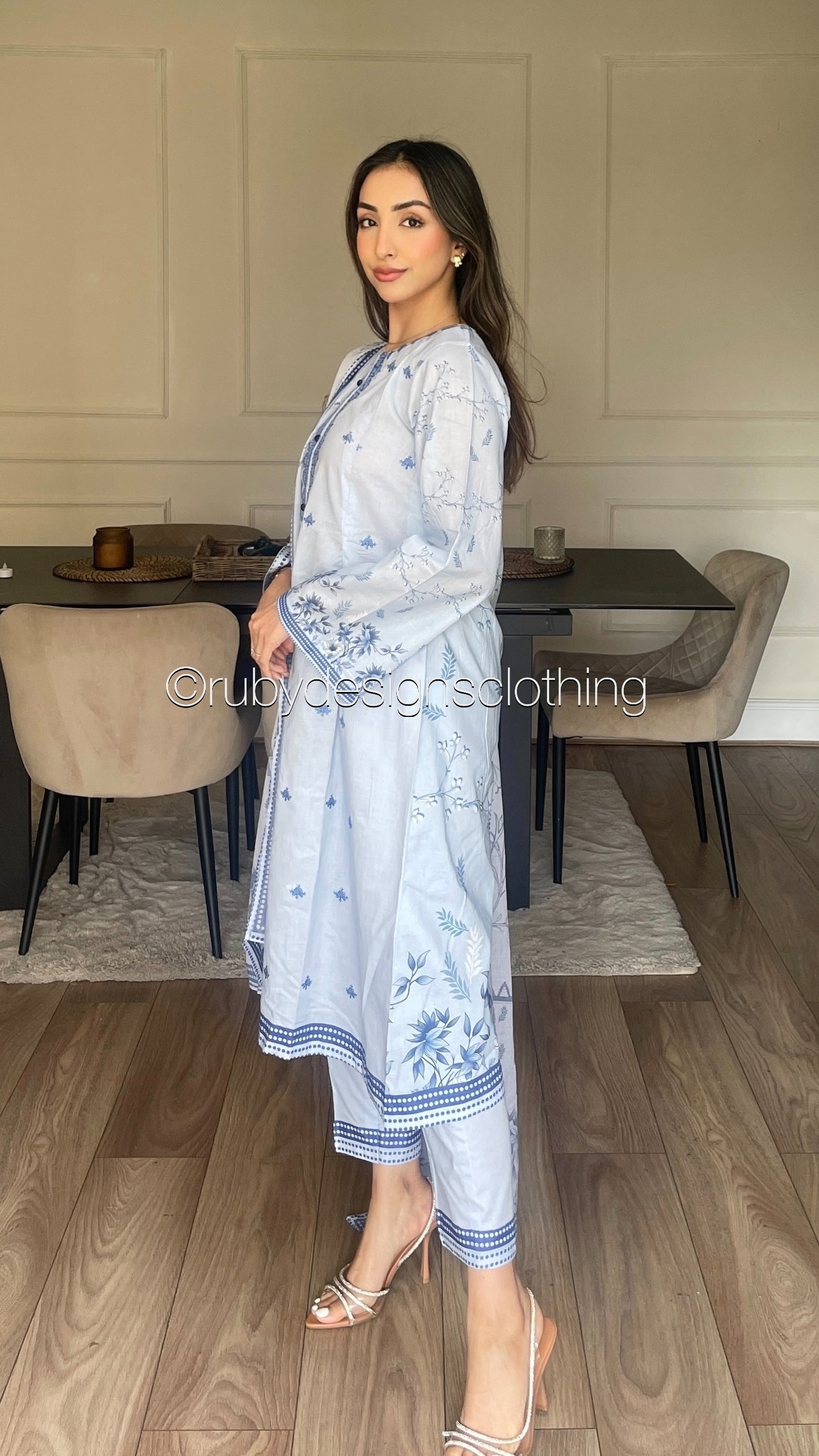 HALIMA - 3 Piece Blue Lawn Suit with Lawn Dupatta (8583541653717)