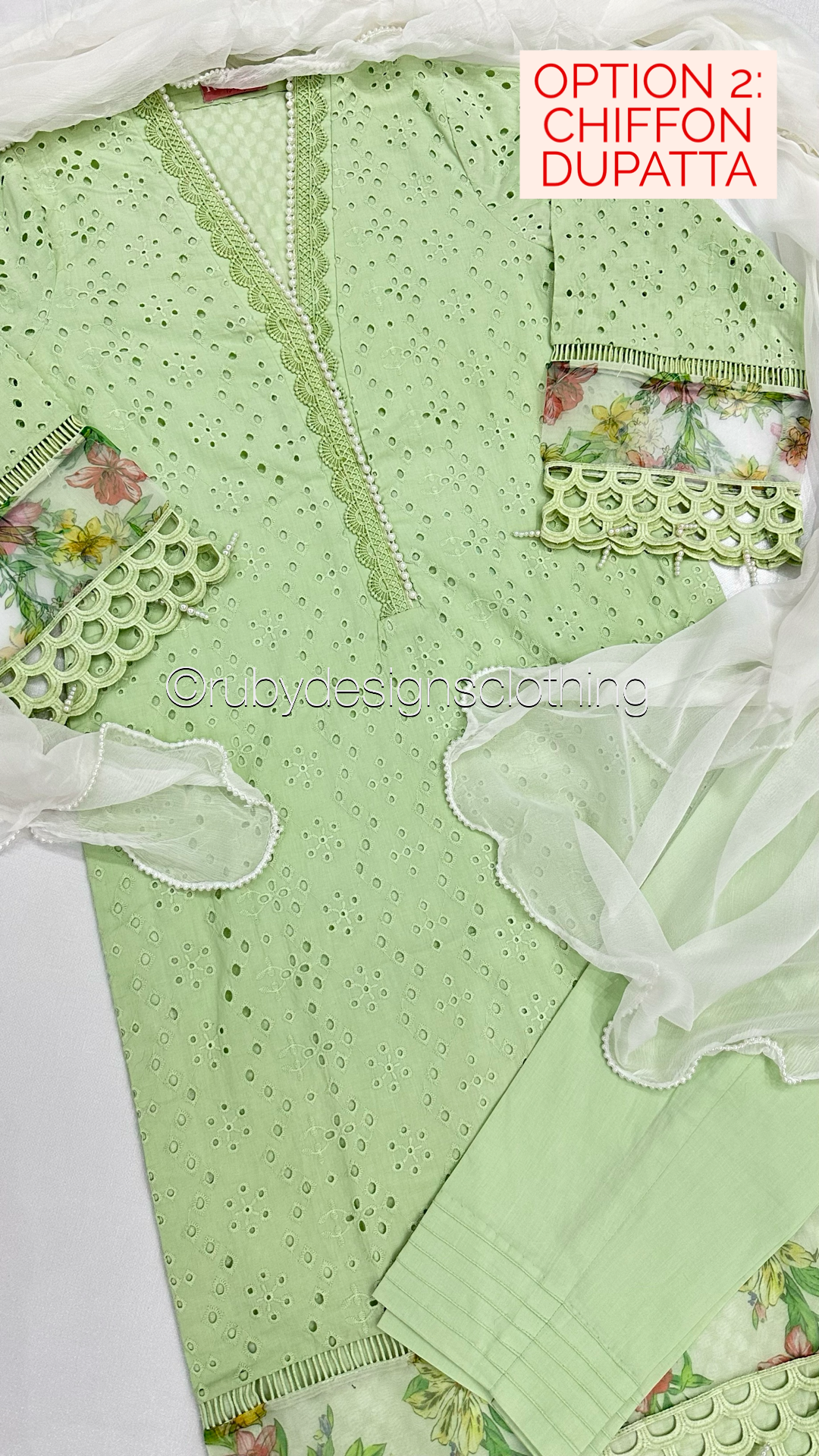 ZOHA - 3 Piece Mint Chikankari Suit with Organza Dupatta (8313783320789)