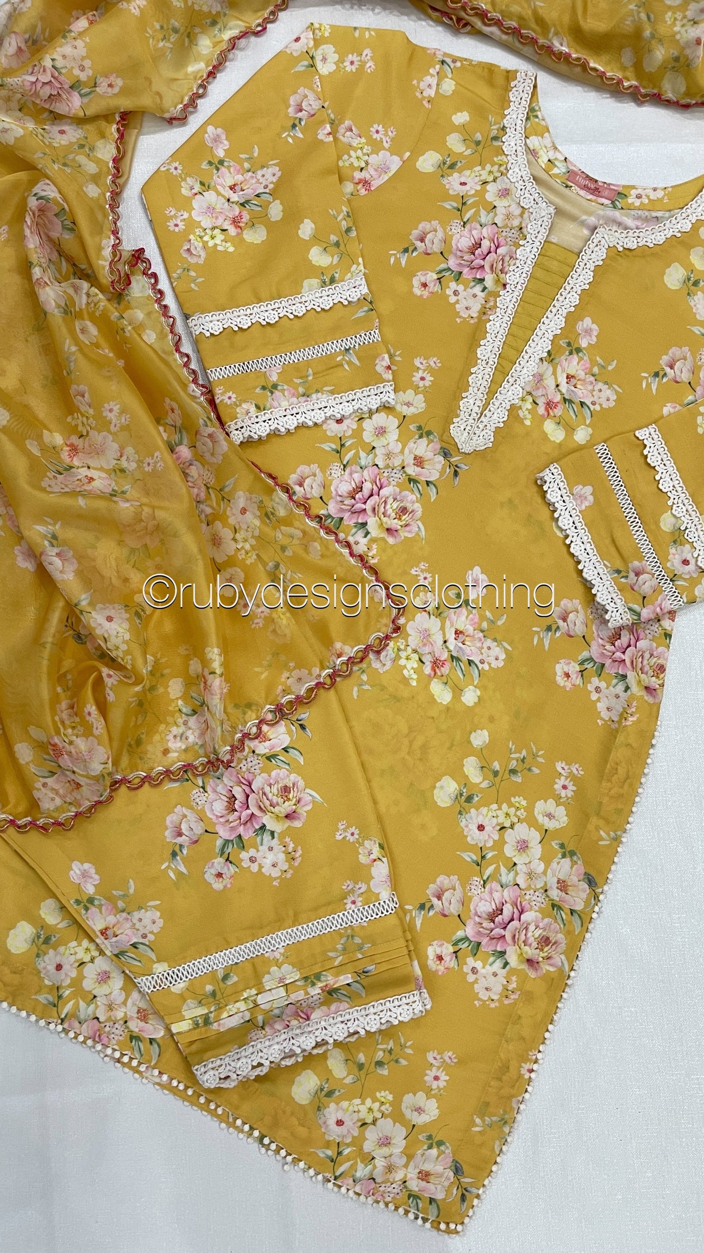 AYAH - 3 Piece Mustard Swiss Lawn Suit with Silk Dupatta (8491806458069)