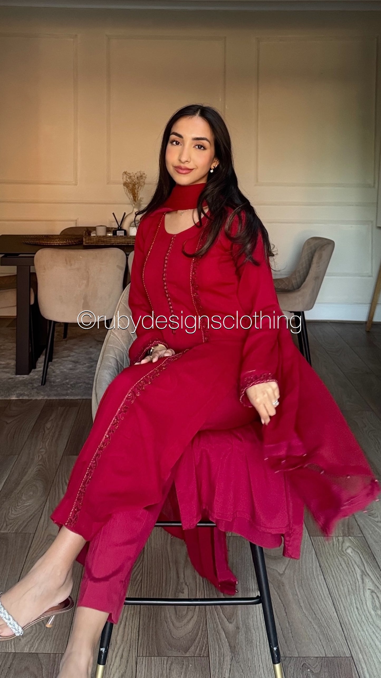 ZYRA Ruby - 3 Piece Chiffon Suit with Trouser