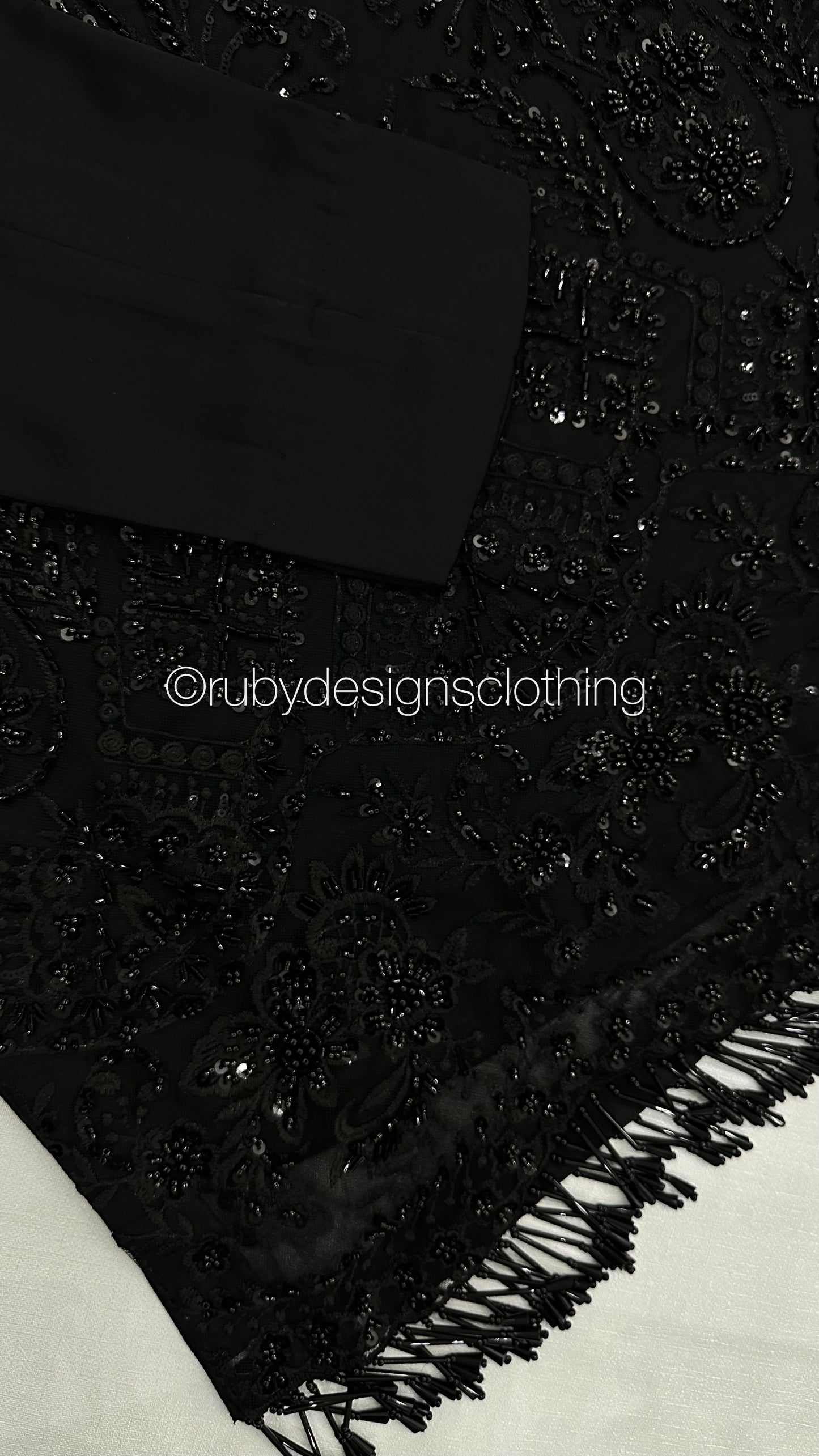 SANA - 3 Piece Jet Black Net Suit with Net Dupatta and Tassels (8301864222933)